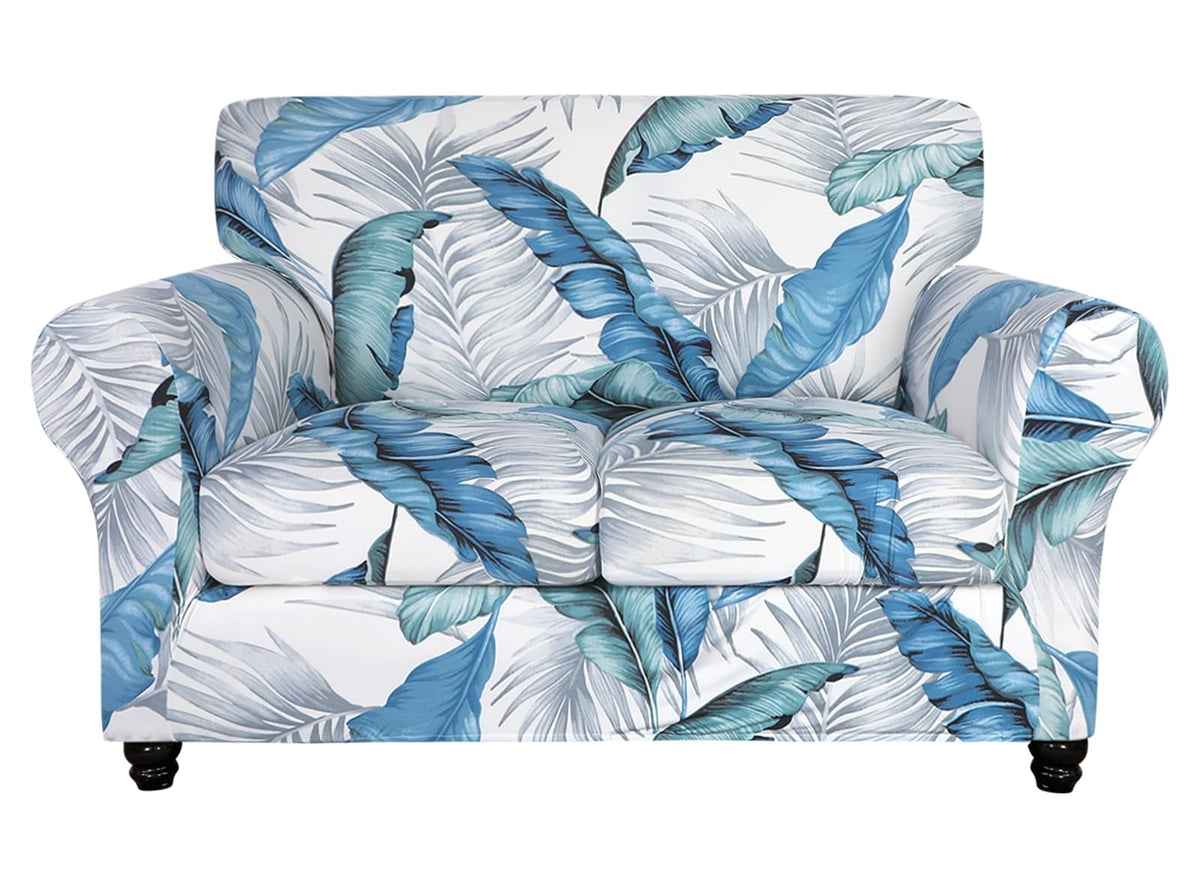 SearchI Stretch Sofa Cover Printed Couch Cover, Floral Pattern 4 Pieces Sofa Slipcover with 3 Separate Cushion Cover, Washable Furniture Protector for Living Room(Sofa, Yellow+Flower)
