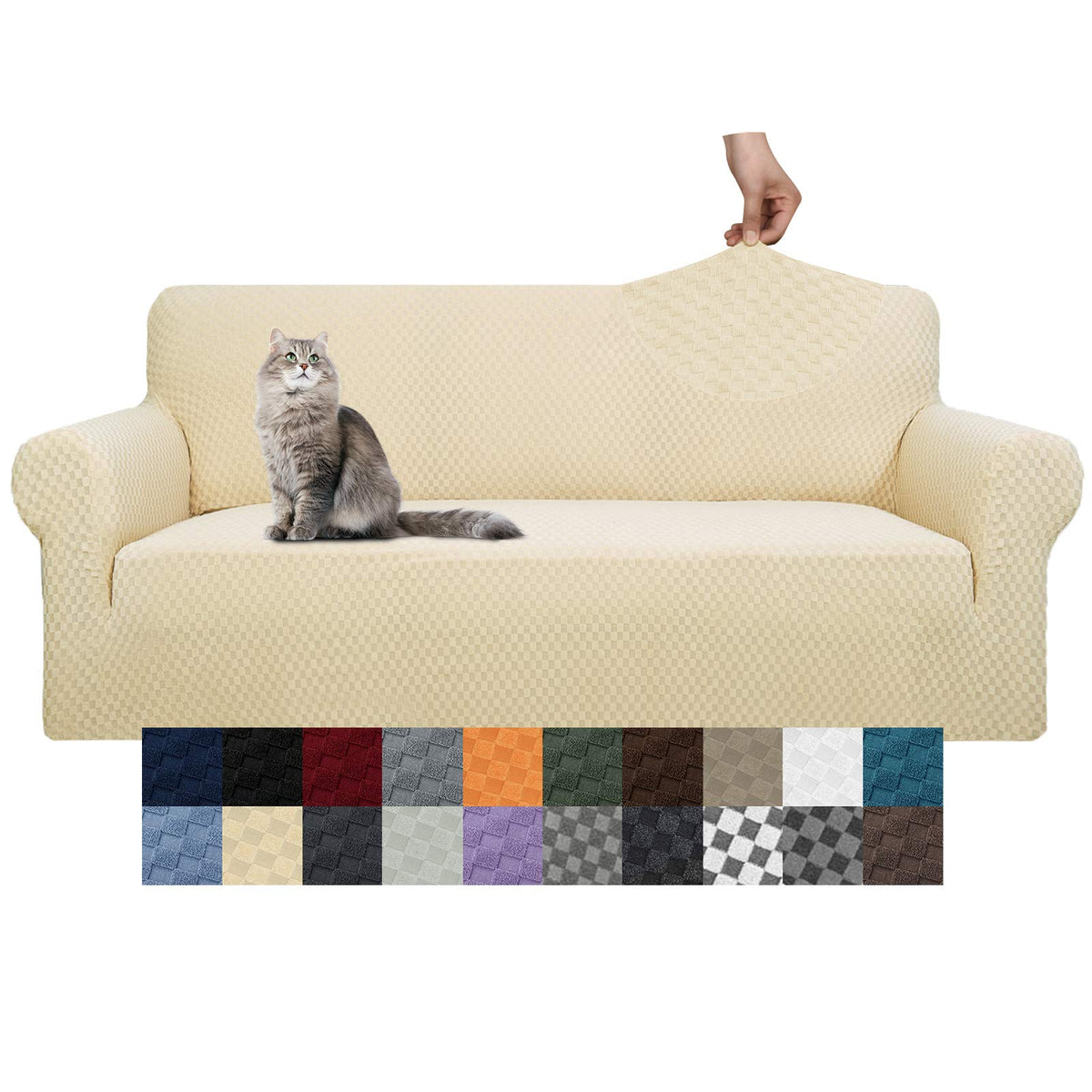 YEMYHOM Couch Cover Latest Jacquard Design High Stretch Sofa Covers for 3 Cushion Couch, Pet Dog Cat Proof Slipcover Non Slip Magic Elastic Furniture Protector (Sofa, Light Gray)