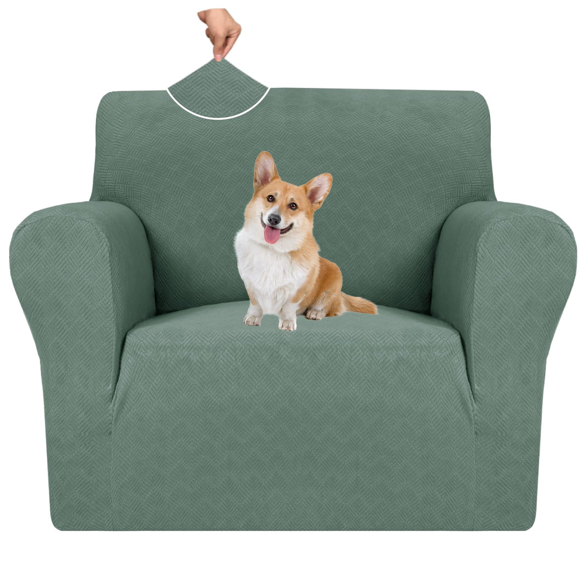 MAXIJIN Super Stretch Couch Cover for 3 Cushion Couch, 1-Piece Universal Sofa Covers Living Room Jacquard Spandex Furniture Protector Dogs Pet Friendly Fitted (Large, Gray)