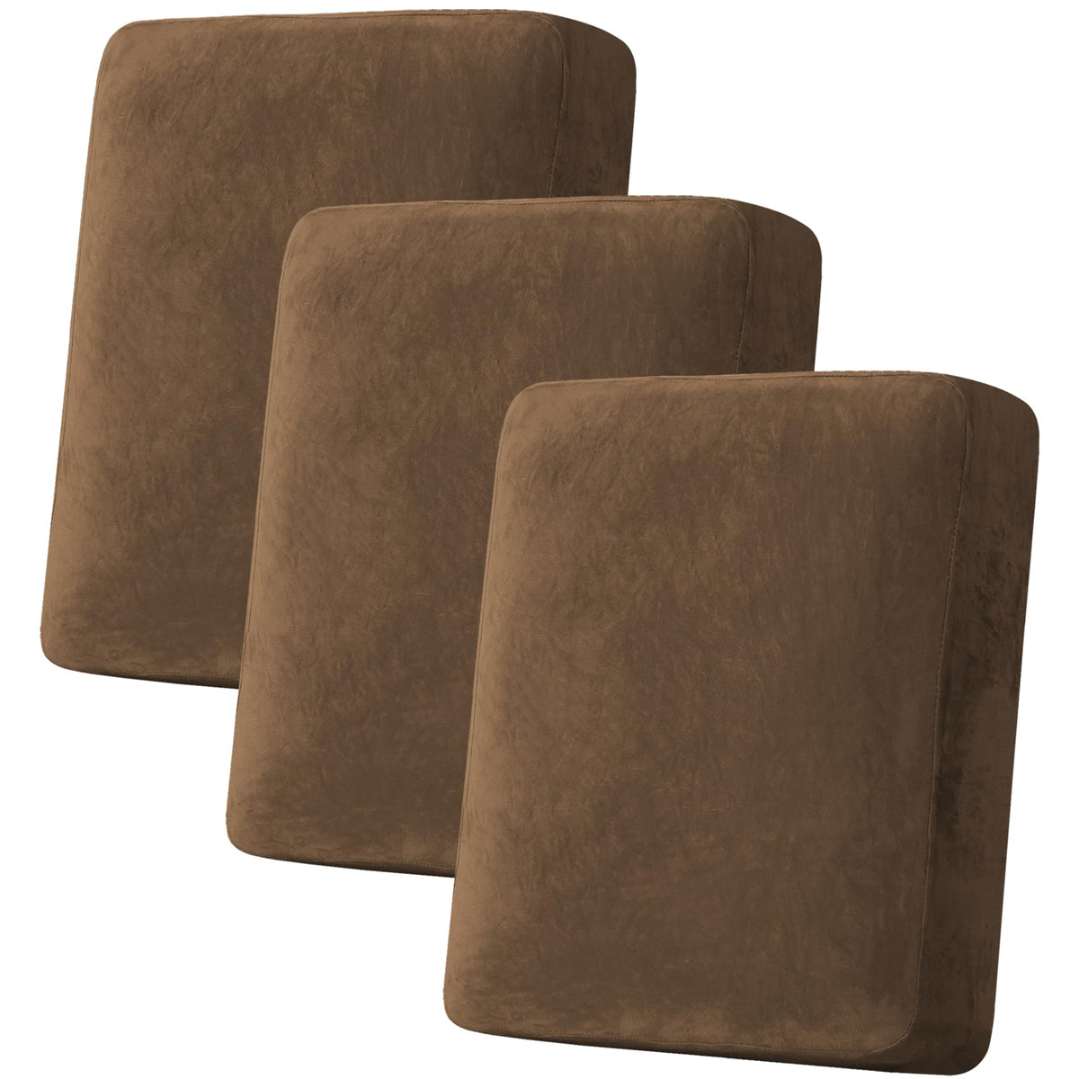 H.VERSAILTEX Velvet Stretch Couch Cushion Cover Plush Cushion Slipcover for Chair Loveseat Sofa Cushion Furniture Protector Seat Cushion Sofa Cover (2 Piece Large Sofa Cushion Covers, Ivory)