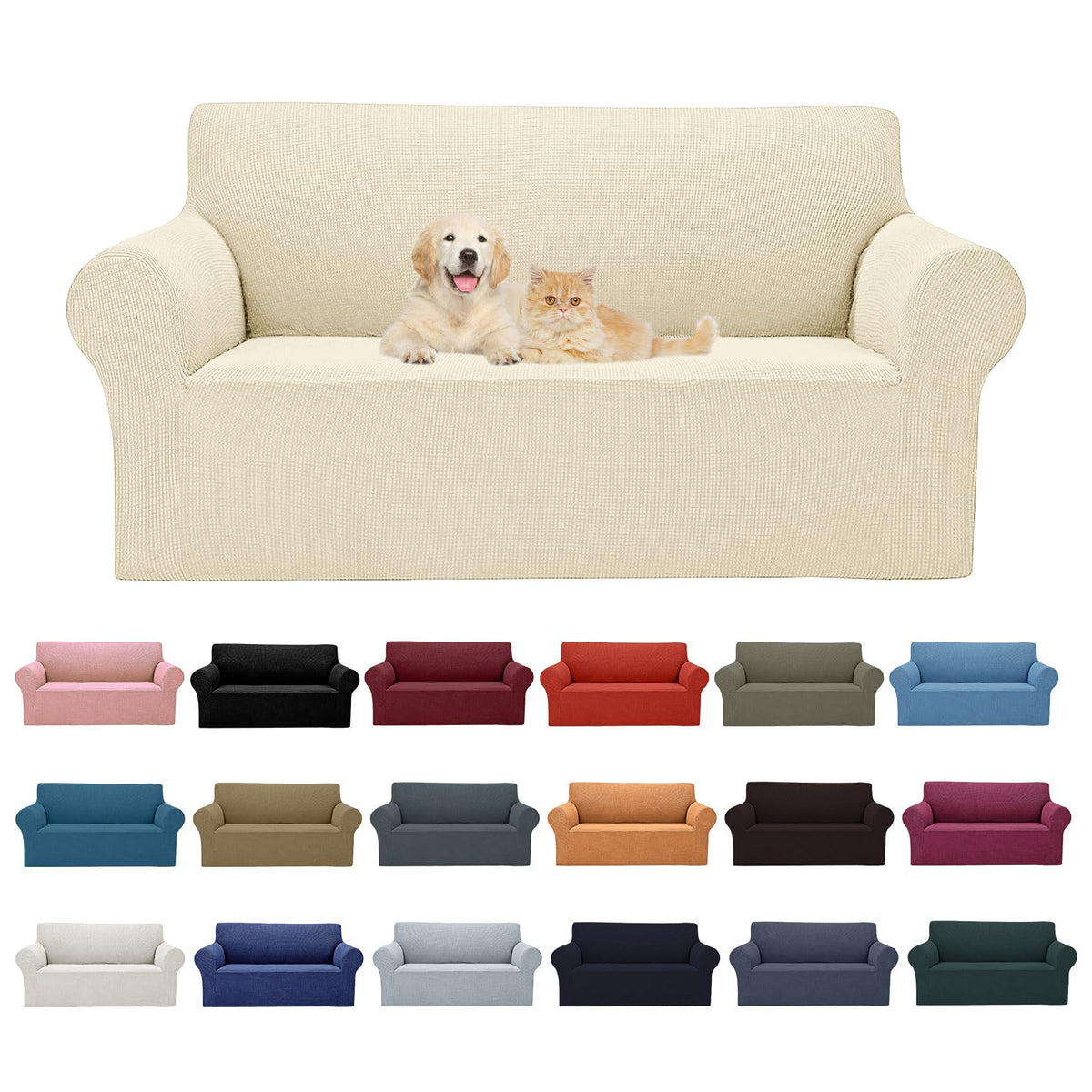 Cupuamon 2026 New Stretch Sofa Slipcovers Couch Cover for 3 Cushion Furniture Protector Sofa Covers with Elastic Bottom Jacquard Fabric Small Checks for Pets, Kids -Sofa, Black