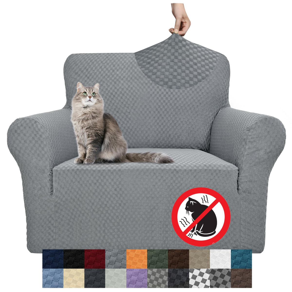 YEMYHOM Couch Cover Latest Jacquard Design High Stretch Sofa Covers for 3 Cushion Couch, Pet Dog Cat Proof Slipcover Non Slip Magic Elastic Furniture Protector (Sofa, Light Gray)