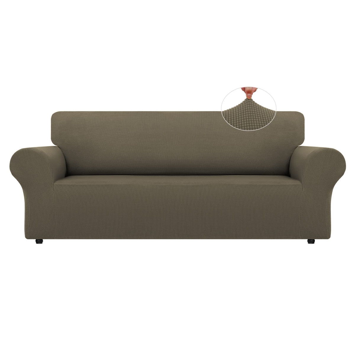 LURKA Stretch Couch Cover for Sofa, 1 Piece 3 Cushion Slipcover, Black