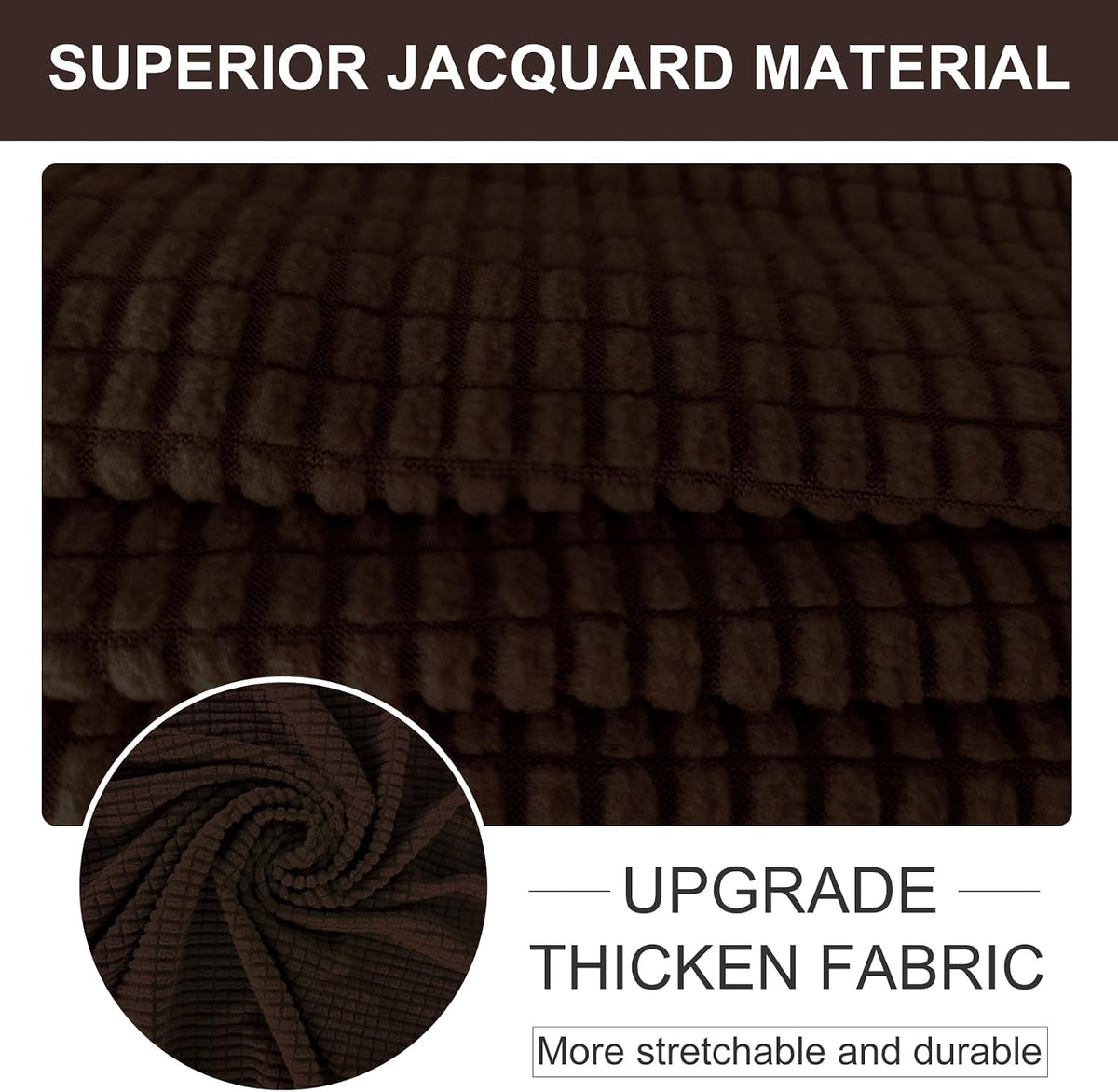 U-NICE HOME Stretch Couch Cover Slipcover for 3 Cushion Sofa, Chocolate