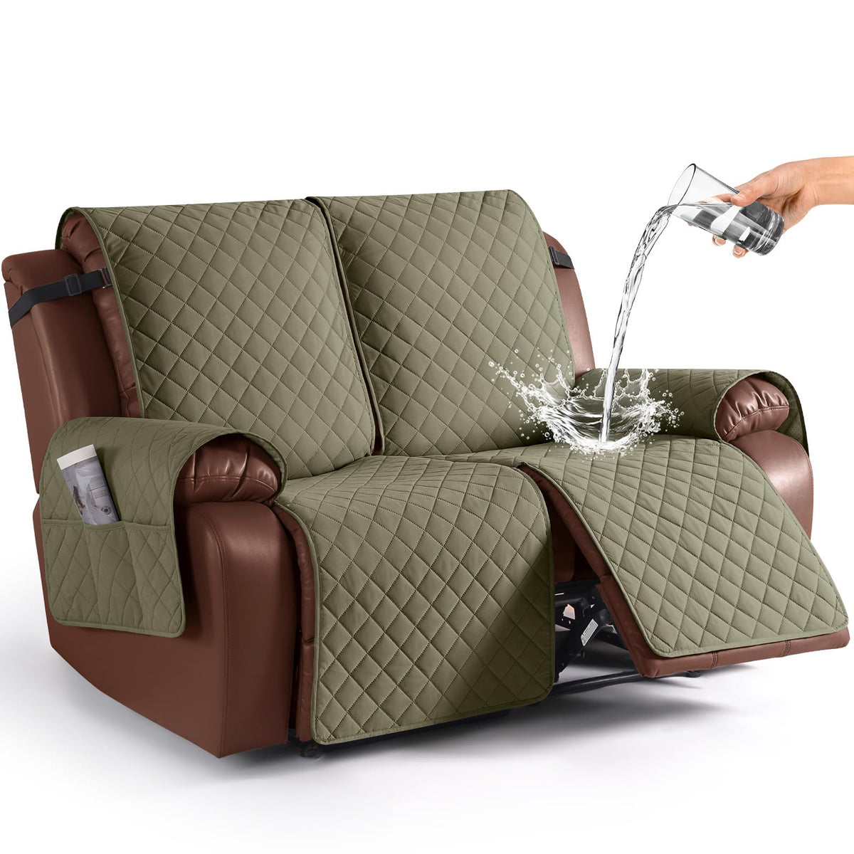 KinCam Waterproof Recliner Sofa Covers Washable, 3 Seater, Chocolate