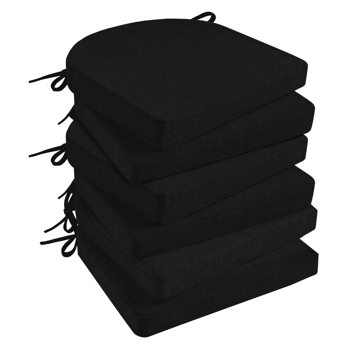 Basic Beyond Chair Cushions for Dining Chairs 4 Pack, Kitchen Chair Cushions with Ties and Non Slip Backing, 16 x 16 inches Chair Pads for Dining Chairs (Black)