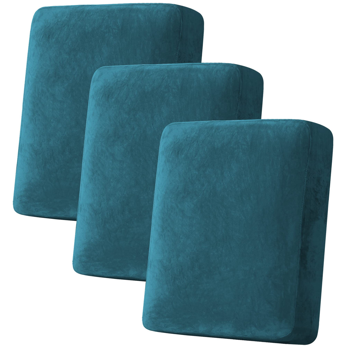 H.VERSAILTEX Velvet Stretch Couch Cushion Cover Plush Cushion Slipcover for Chair Loveseat Sofa Cushion Furniture Protector Seat Cushion Sofa Cover (2 Piece Large Sofa Cushion Covers, Ivory)