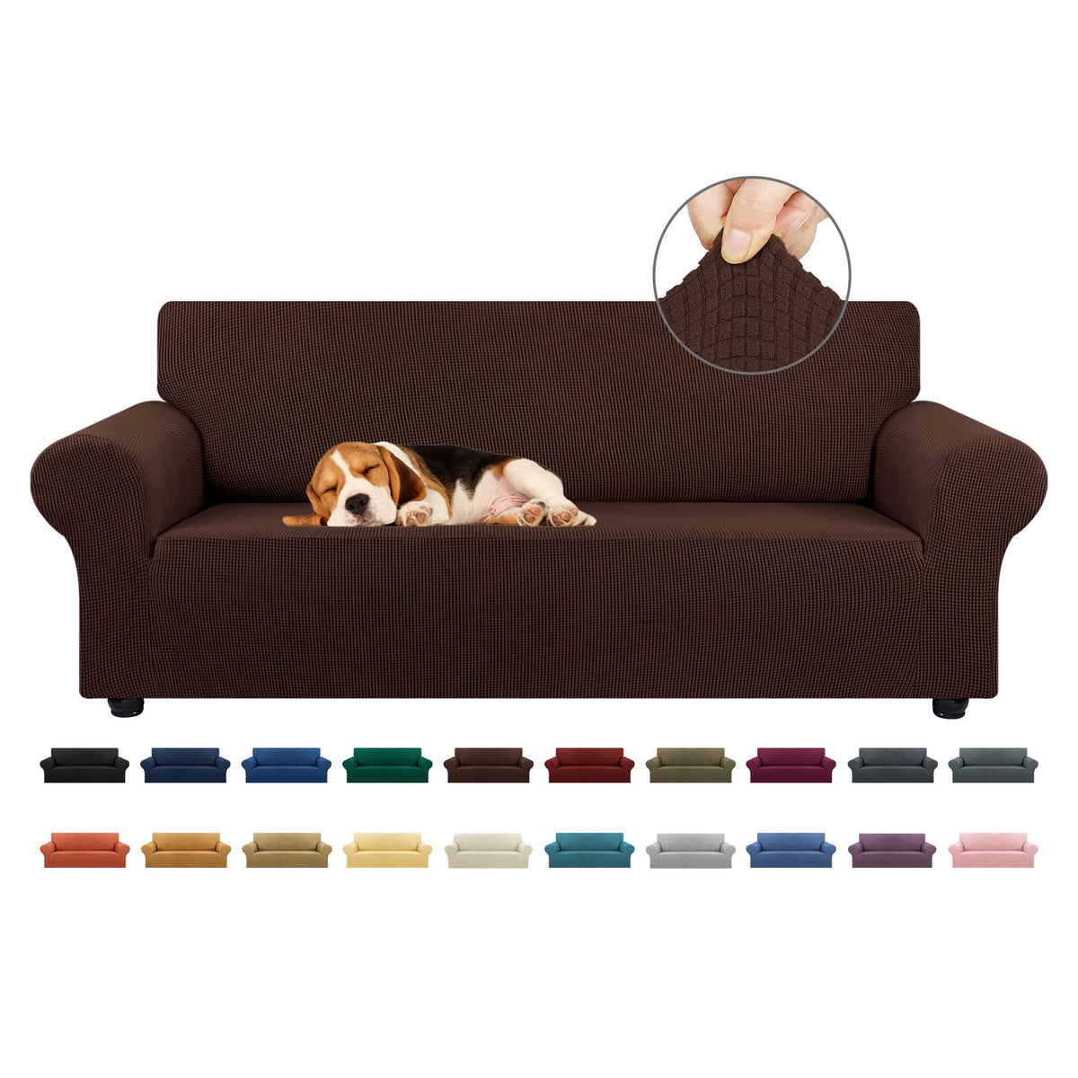 KEKUOU Stretch Couch Covers for Sofa, 3 Cushion Couch Slipcover,Black