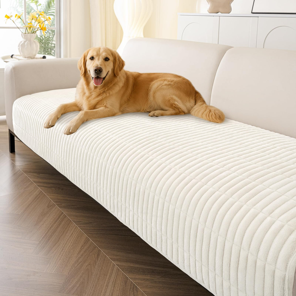 Smiry Couch Covers for Dogs, Non Slip Plush Washable Sofa Cover for Pets