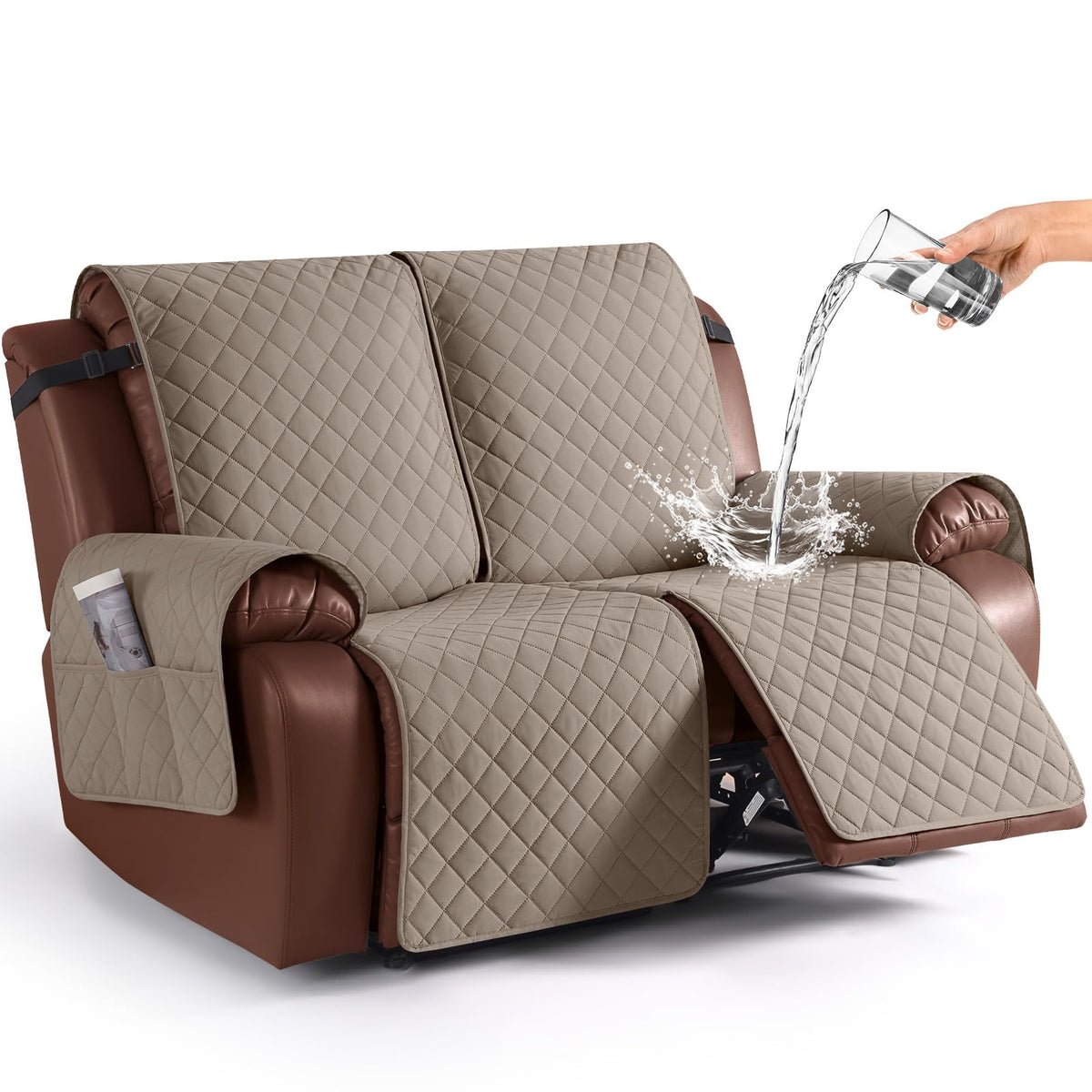 KinCam Waterproof Recliner Sofa Covers Washable, 3 Seater, Chocolate