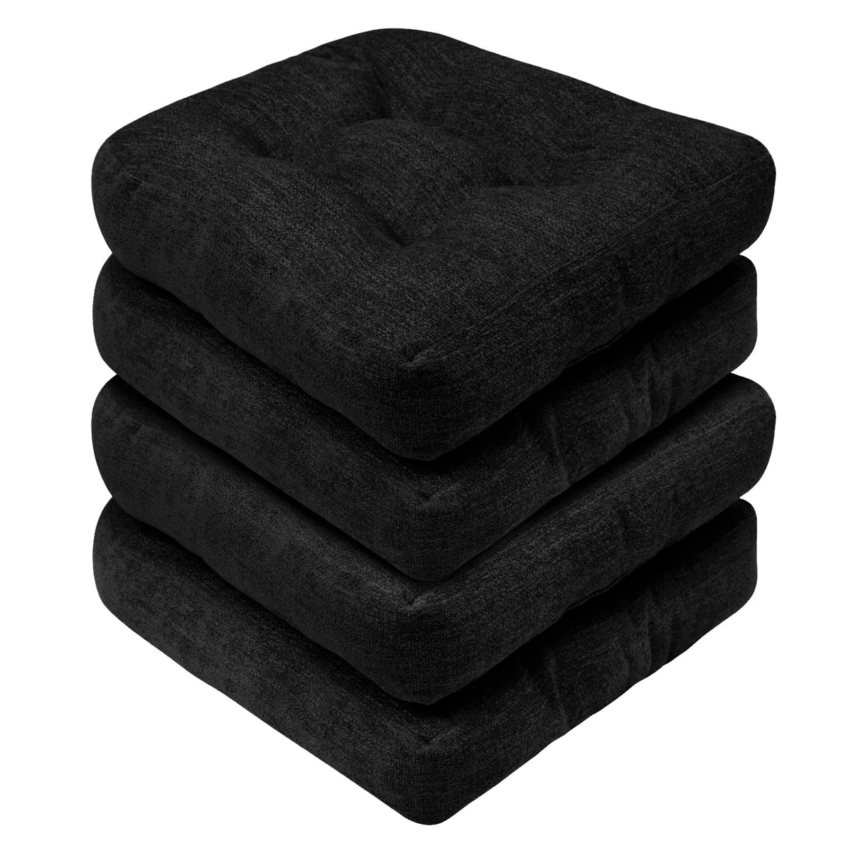 Basic Beyond Chair Cushions for Dining Chairs, Non-Slip Chair Pads, Thick Seat Cushions for Dining Room Chairs, Kitchen Chair Cushions Set of 4, 16" x 16" x 4", Burgundy