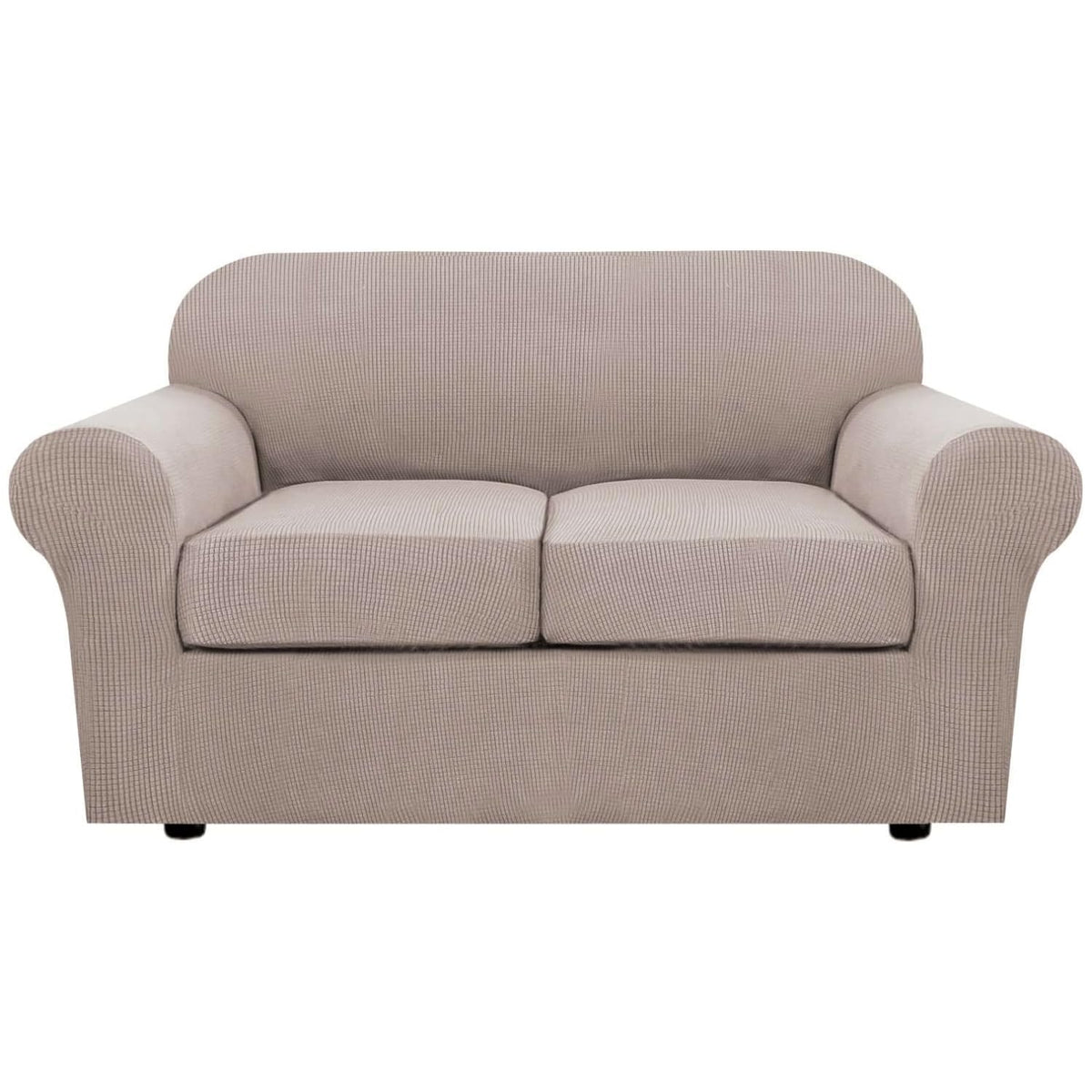 H.VERSAILTEX 4 Piece Stretch Sofa Covers for 3 Cushion Couch Covers for Living Room Furniture Slipcovers (Base Cover Plus 3 Seat Cushion Covers) Upgraded Thicker Jacquard Fabric (Sofa, Grey)