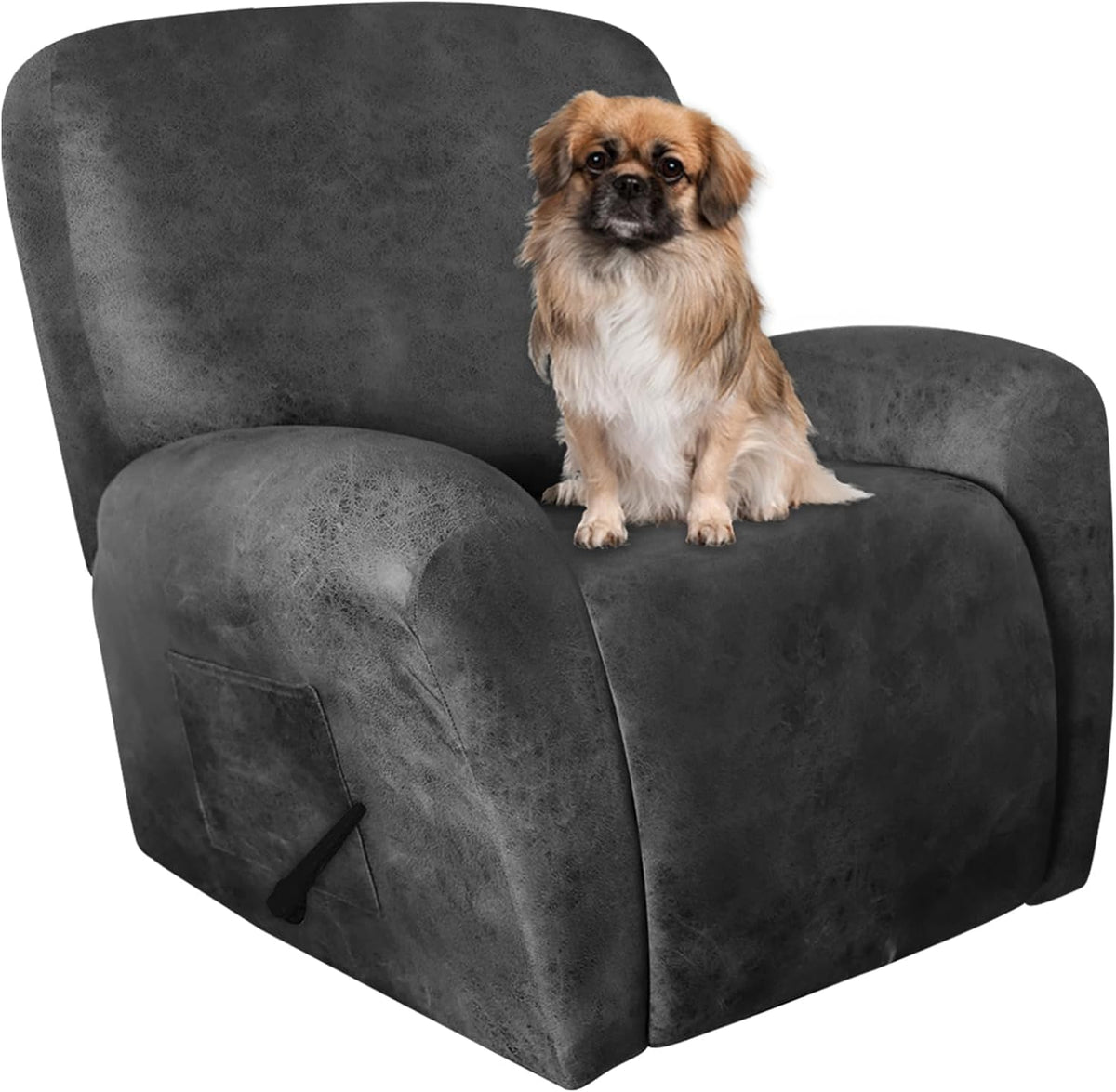 ANARACHON Leather Look Recliner Couch Cover 8-Piece Recliner Sofa Slipcovers 3 Seater for Reclining Couches Furniture Protector Spandex Fabric Washable (Recliner Sofa, Brown)
