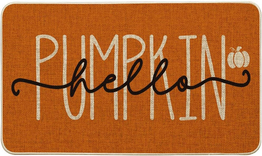 Artoid Mode Orange Hello Pumpkin Fall Doormat 17x29 Inch