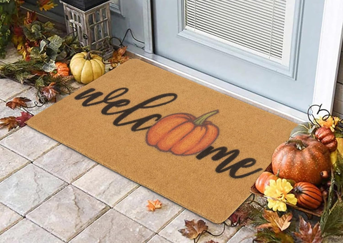 Hello-Pumpkin-Welcome-Doormat Fall-Indoor-Outdoor-Non-Slip-Door-Mat 17"x29"