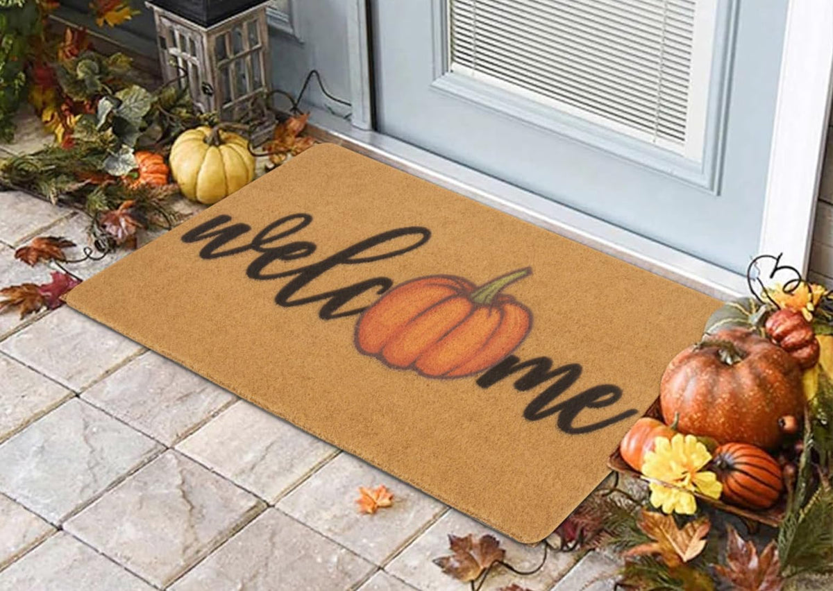 Hello-Pumpkin-Welcome-Doormat Fall-Indoor-Outdoor-Non-Slip-Door-Mat 17"x29"