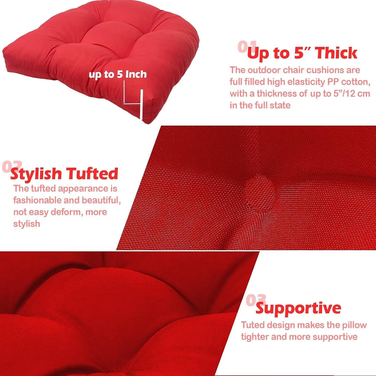 MTMR 2Pcs Outdoor Chair Cushions, Patio Furniture Seat Pads, Waterproof
