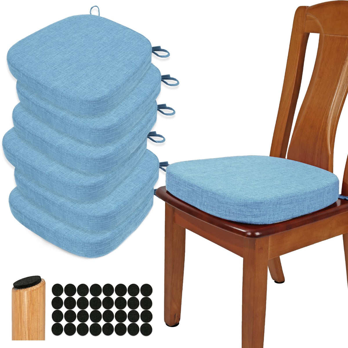 BUYUE Thickened 2.5" Friendly Woven Fabric Dining Chair Cushion, U-Shape High Density Foam Comfortable Chair Pad for Kitchen, Slip Resistant Indoor Seat Cushion (1 Piece, Dark Gray)