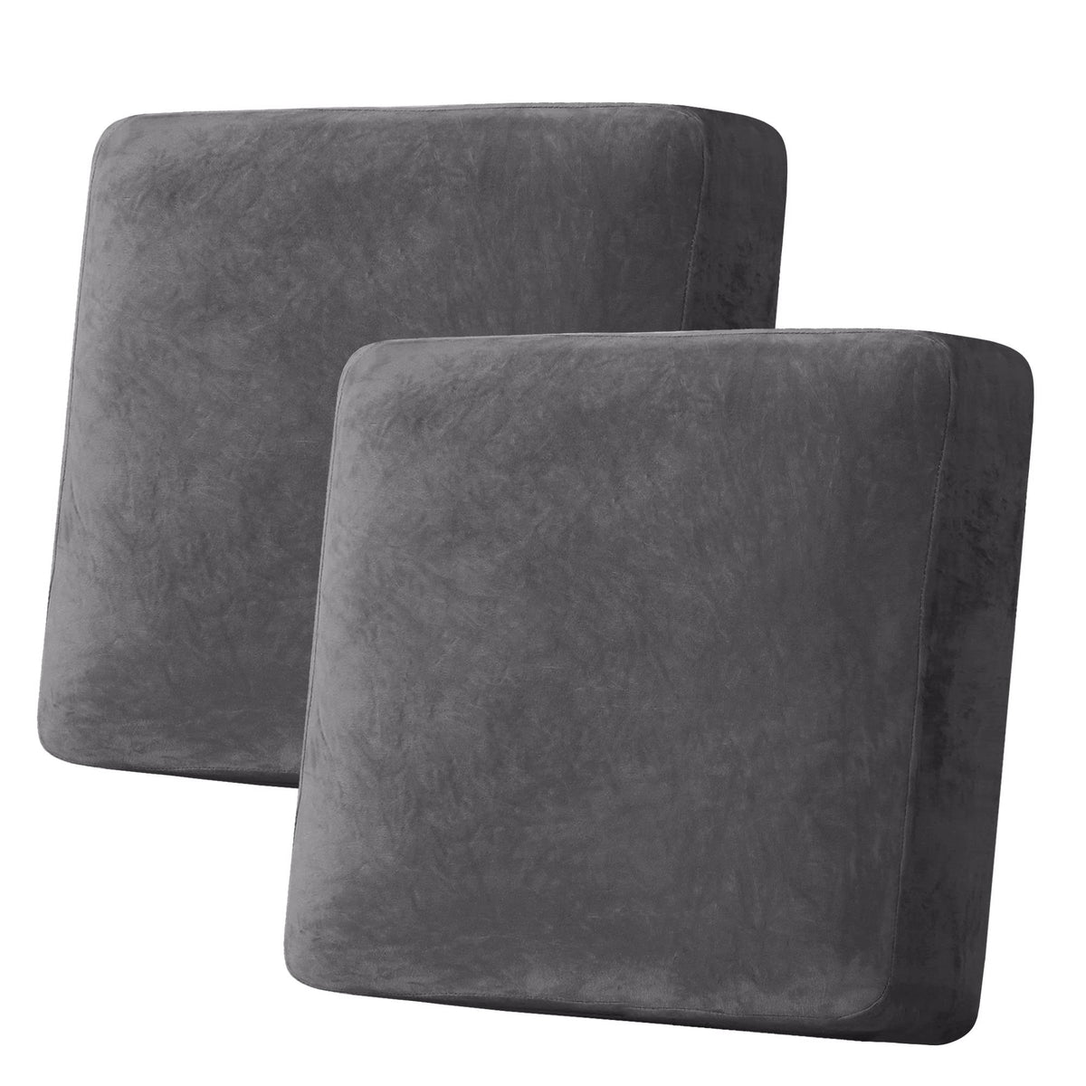 H.VERSAILTEX Velvet Stretch Couch Cushion Cover Plush Cushion Slipcover for Chair Loveseat Sofa Cushion Furniture Protector Seat Cushion Sofa Cover (2 Piece Large Sofa Cushion Covers, Ivory)