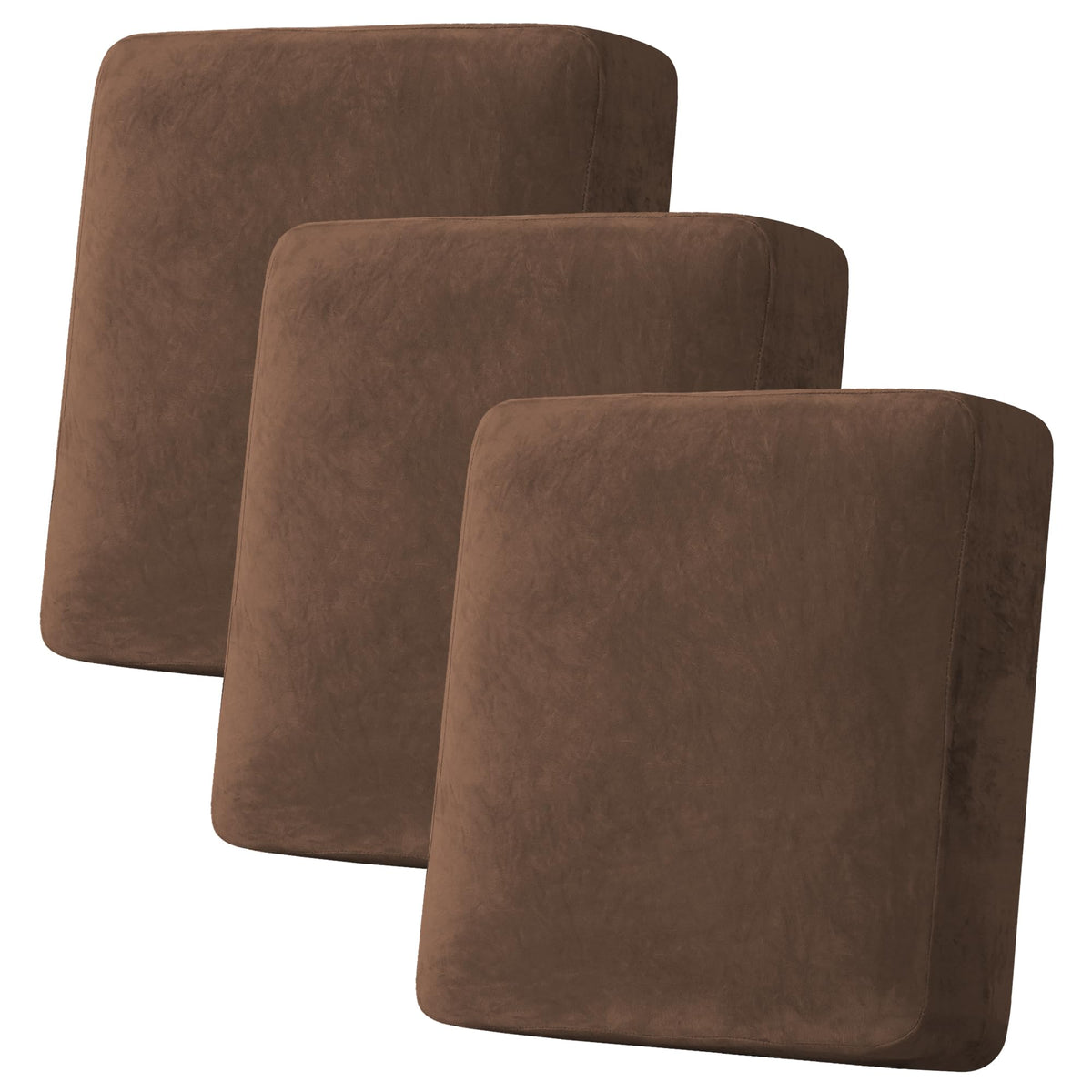 H.VERSAILTEX Velvet Stretch Couch Cushion Cover Plush Cushion Slipcover for Chair Loveseat Sofa Cushion Furniture Protector Seat Cushion Sofa Cover (2 Piece Large Sofa Cushion Covers, Ivory)