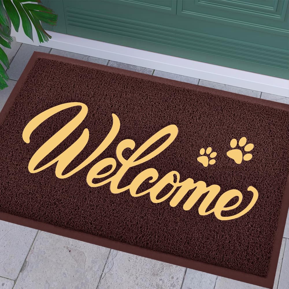 T.HENV Welcome Mat Outdoor, 30x17.5 Waterproof All-Season Front Door Mat Outside Entrance, All-Weather Quick Drying, Low Profile Doormat Indoor, Patio Porch Entryway Mats, Black-White