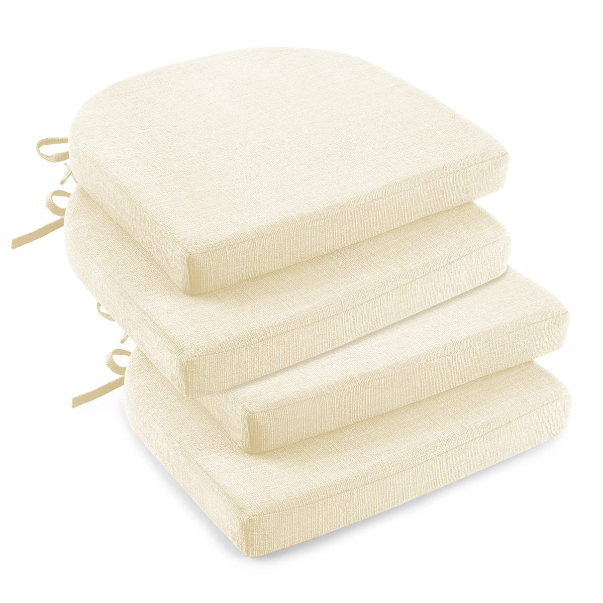 downluxe Indoor Chair Cushions for Dining Chairs, Soft and Comfortable Textured Foam Kitchen Chair Pads with Ties and Non-Slip Backing, 16" x 16" x 2", Red, 4 Pack