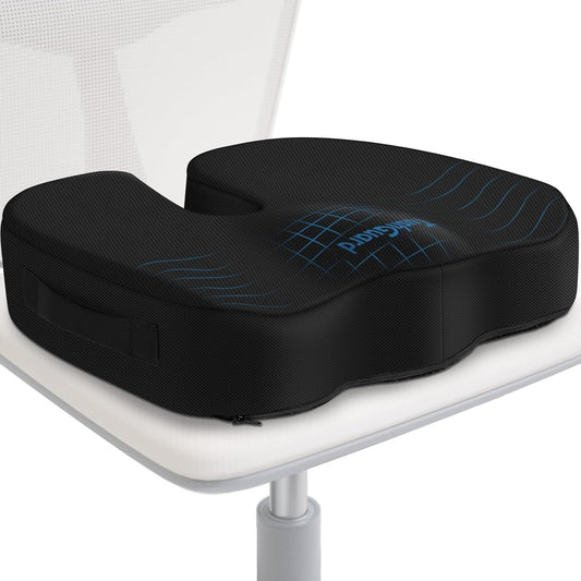 TushGuard Seat Cushion for Office Chair, Car, Memory Foam, Black Large