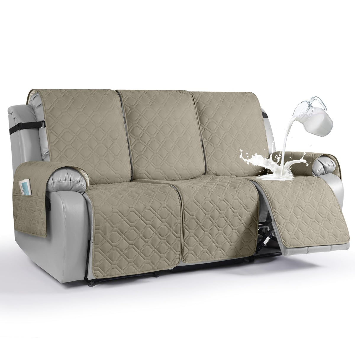 VANSOFY Waterproof Recliner Couch Covers Washable, Dark Gray,3 Seater
