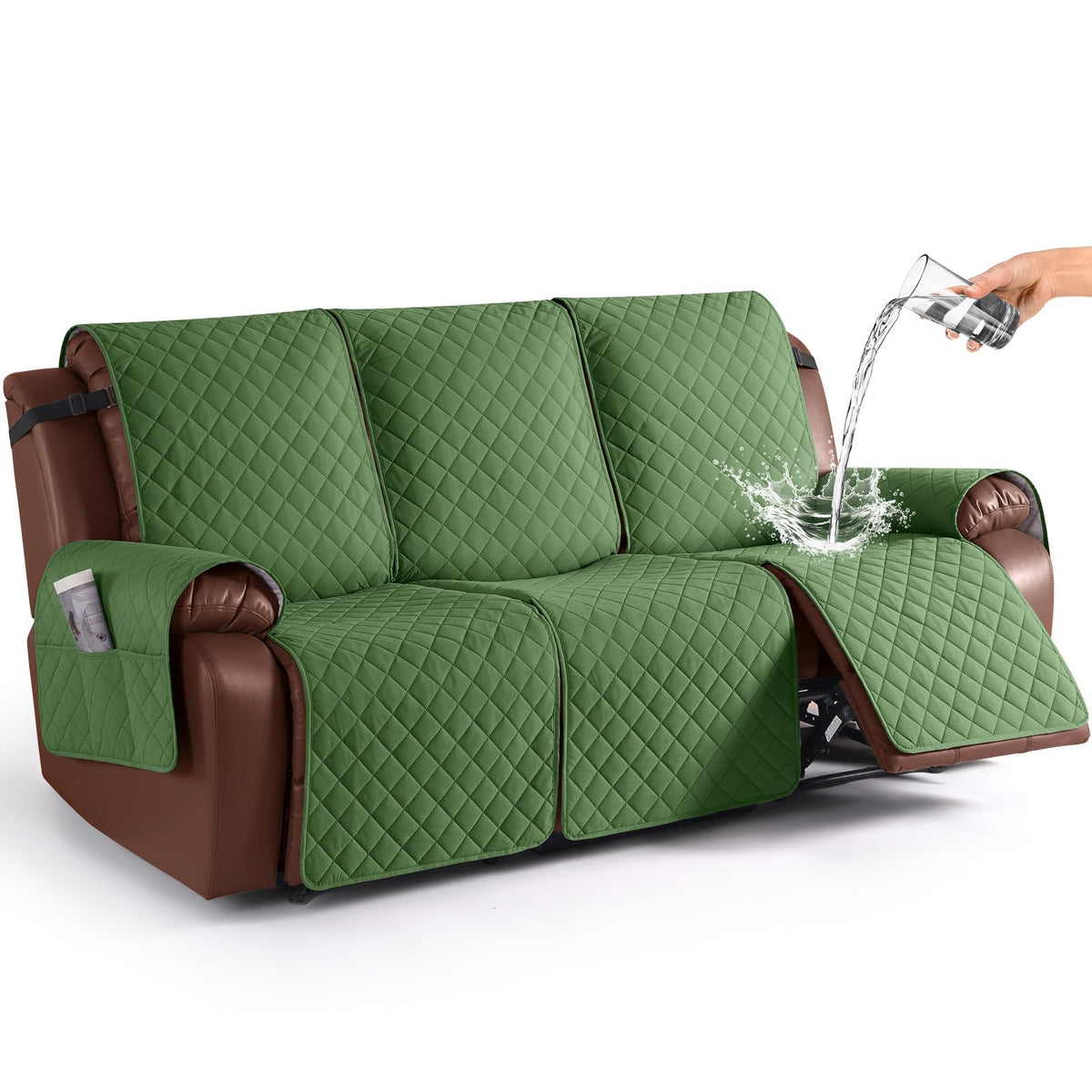 KinCam Waterproof Recliner Sofa Covers Washable, 3 Seater, Chocolate