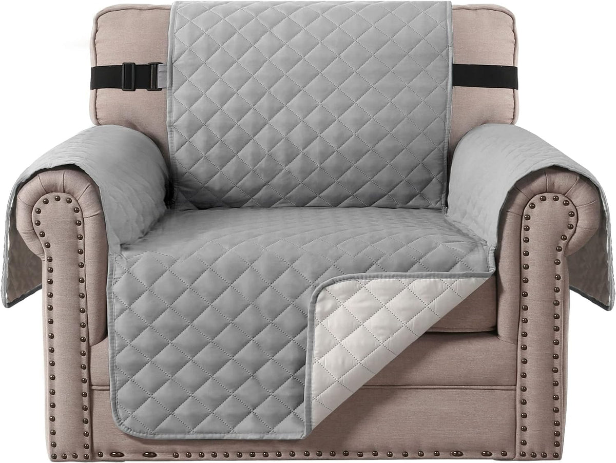H.VERSAILTEX Reversible Sofa Cover Couch Cover for 3 Cushion Couch Water Resistant Sofa Cover for Living Room Quilted Furniture Couch Cover Washable Couch Protector(Oversized Sofa, Ivory/Beige)
