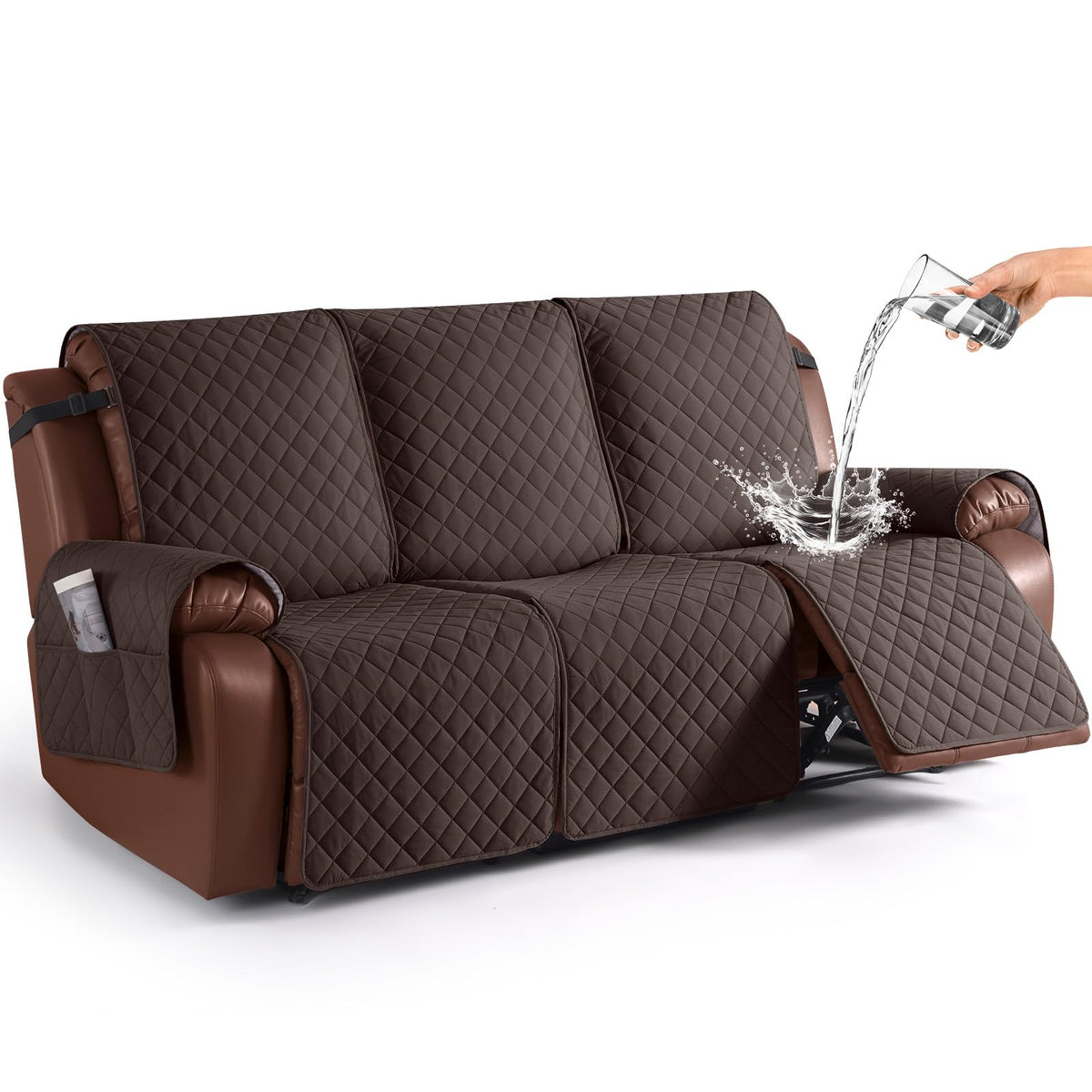 KinCam Waterproof Recliner Sofa Covers Washable, 3 Seater, Chocolate