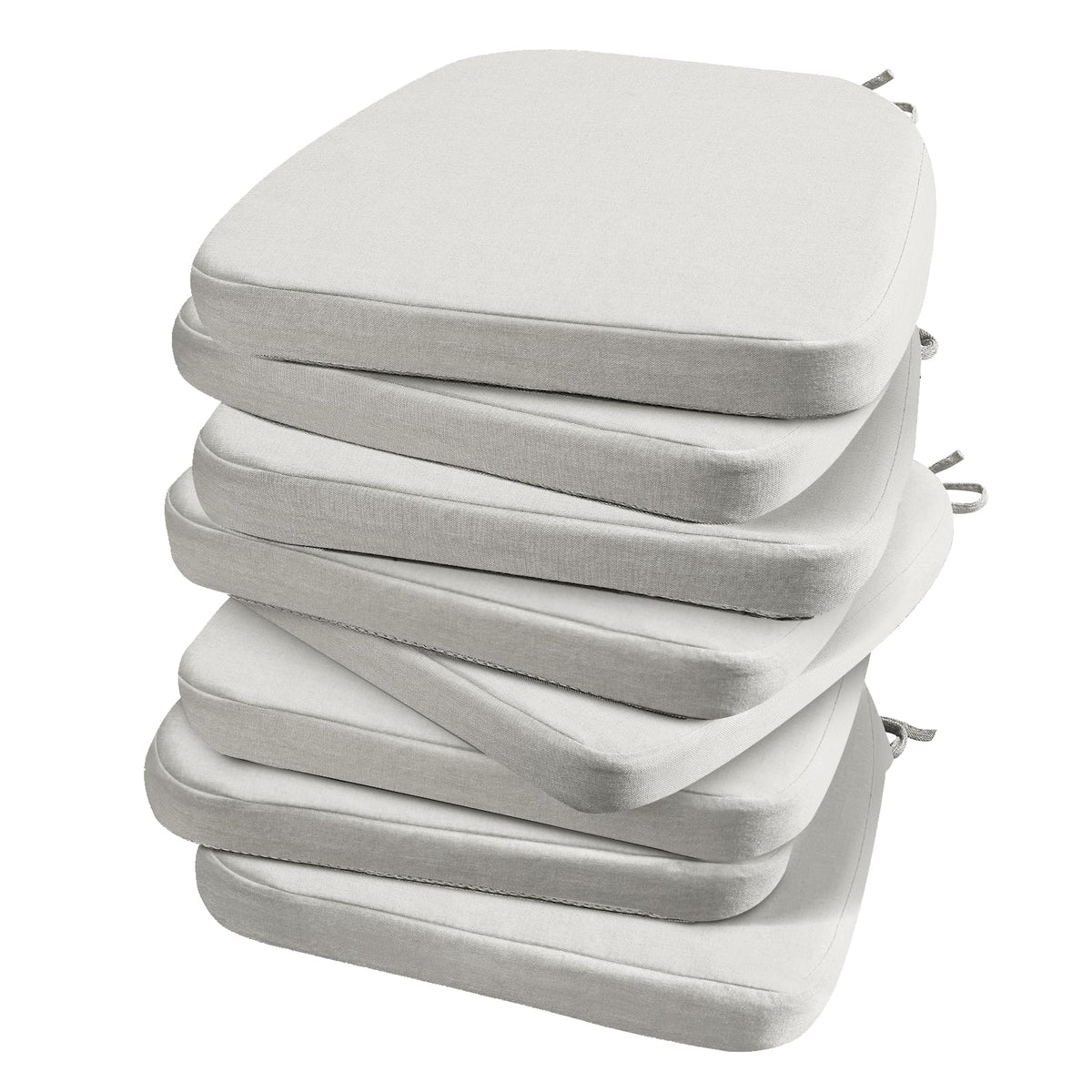 AAAAAcessories D-Shaped Chair Cushions, 2" Thick Dining Chair Pads with Ties and Removable, Machine-Washable Cover, 17" x 16", Set of 4, Oatmeal Beige