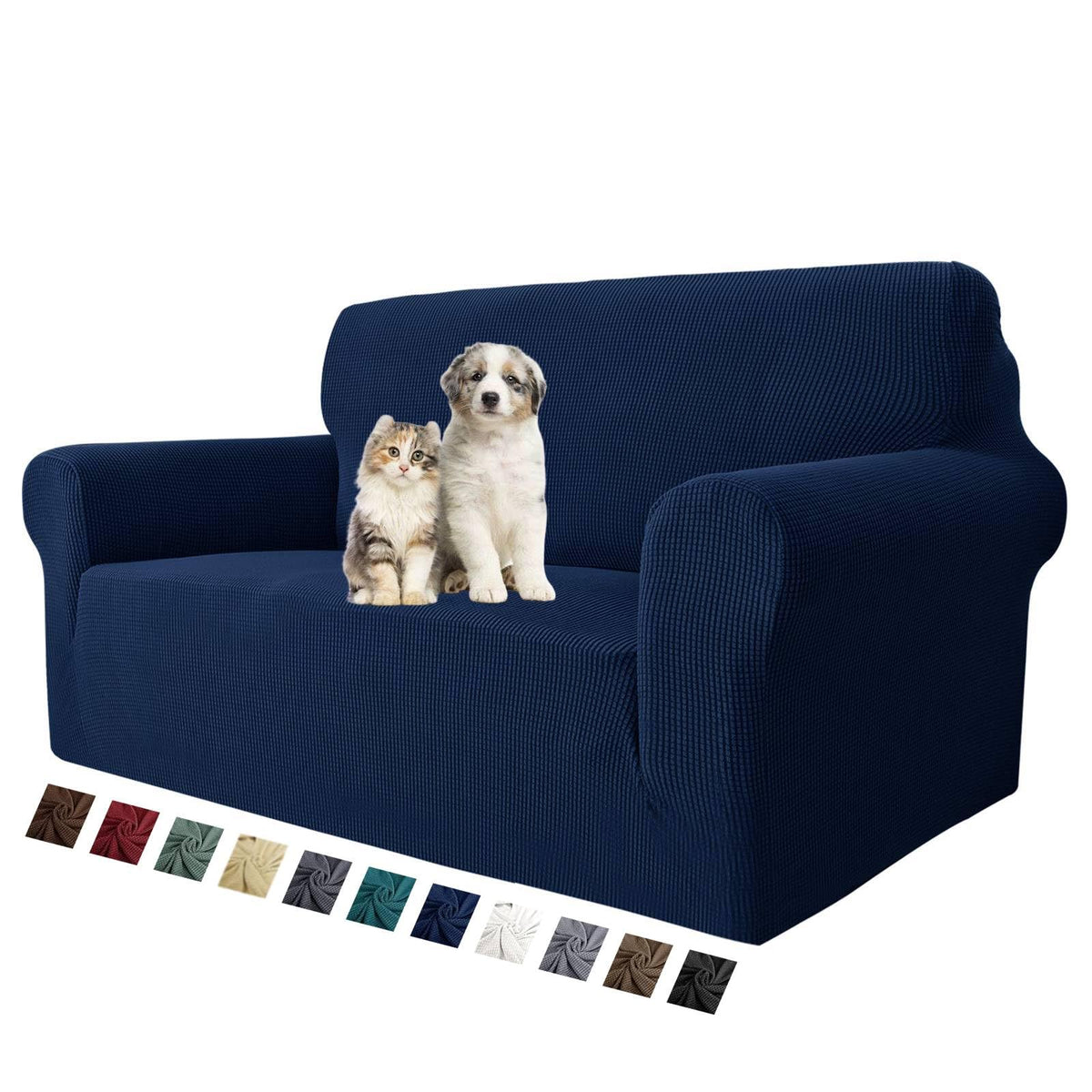 MAXIJIN Super Stretch Couch Cover for 3 Cushion Couch, 1-Piece Universal Sofa Covers Living Room Jacquard Spandex Furniture Protector Dogs Pet Friendly Fitted (Large, Gray)