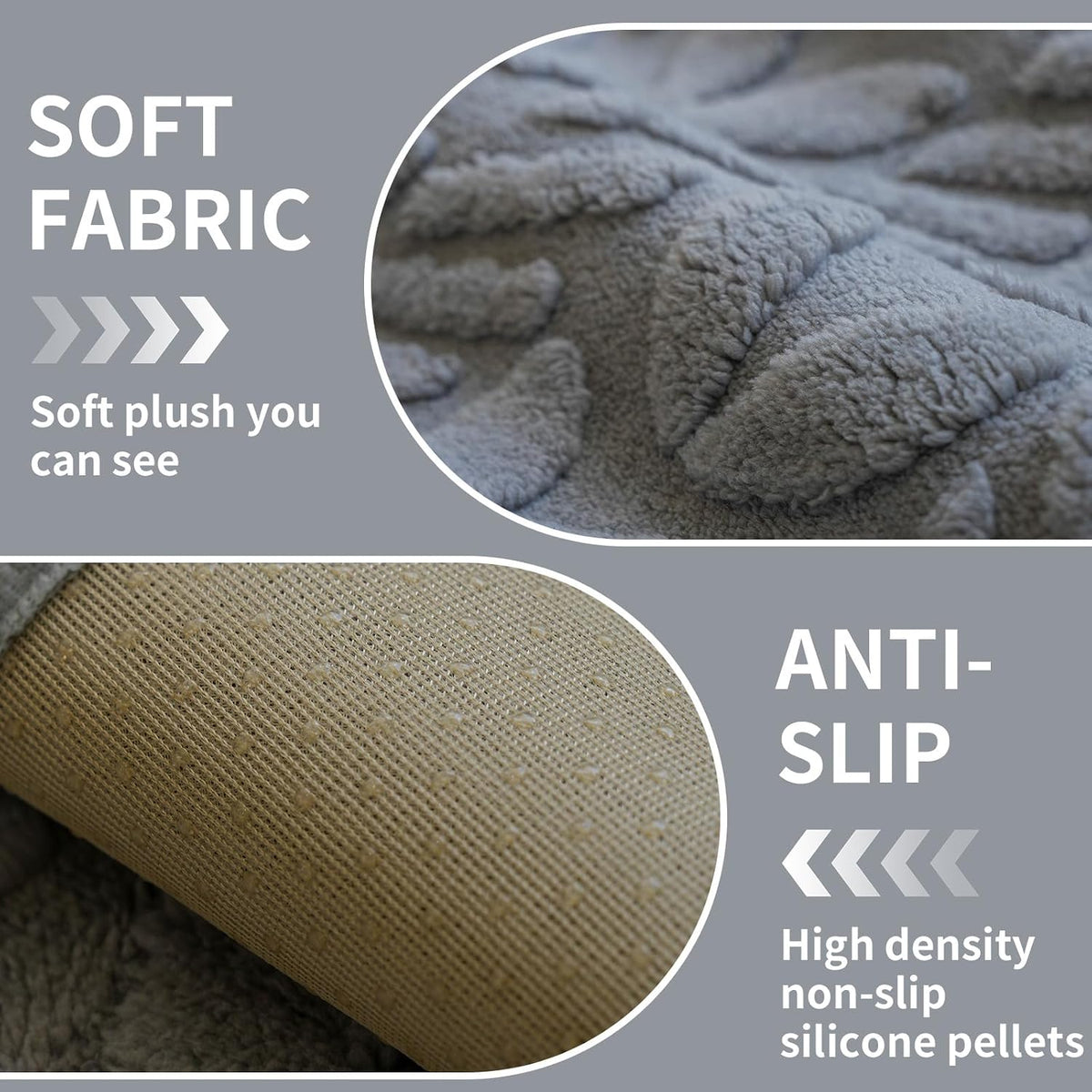 Couch Covers for Sofa, Plush Sofa Cover Washable, Geometric Jacquard Sofa Slipcovers, Non-Slip Couch Cover, Warm Couch Slipcover Furniture Protector for Kids, Pets (1PC,Grey,36"×71")