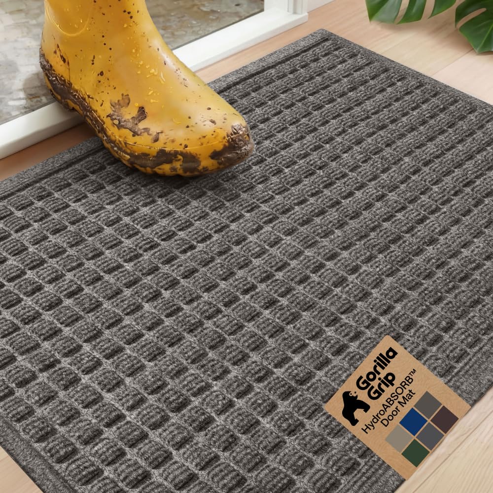 GORILLA GRIP® HydroABSORB Door Mat for Indoor Outdoor Use, 29x17 Coffee