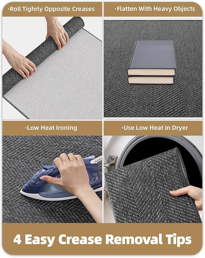 Color&Geometry Ultra Thin Indoor Door Mat 24"x36"Entrance Mat,Charcoal Grey