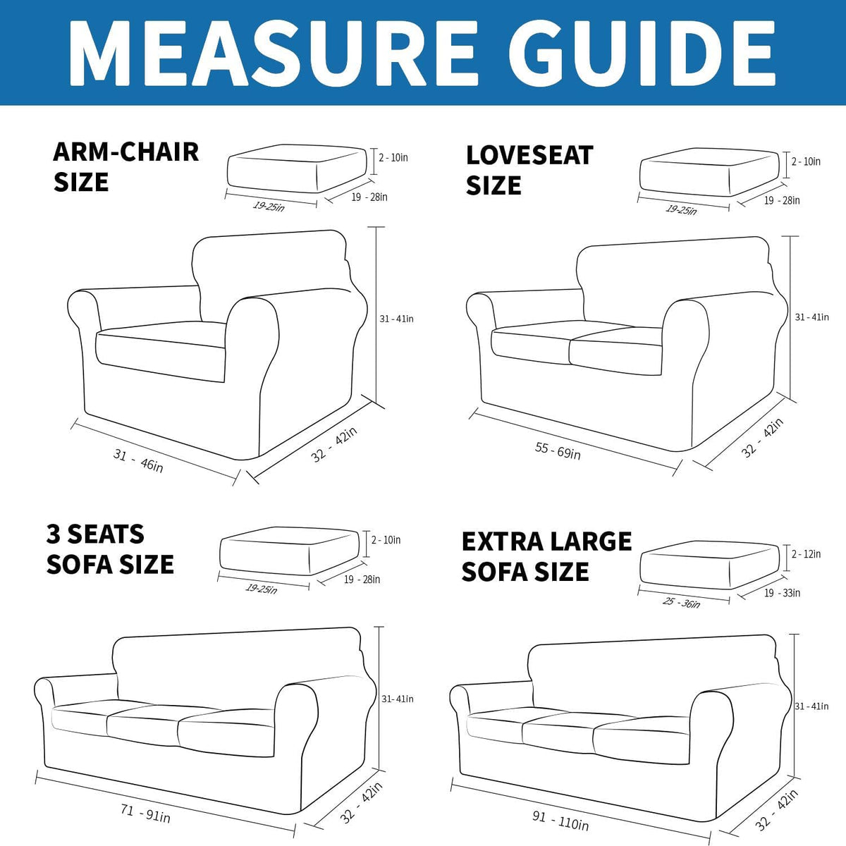 XINEAGE 4-Piece Stretch Sofa Cover, Washable Couch Covers for Dog