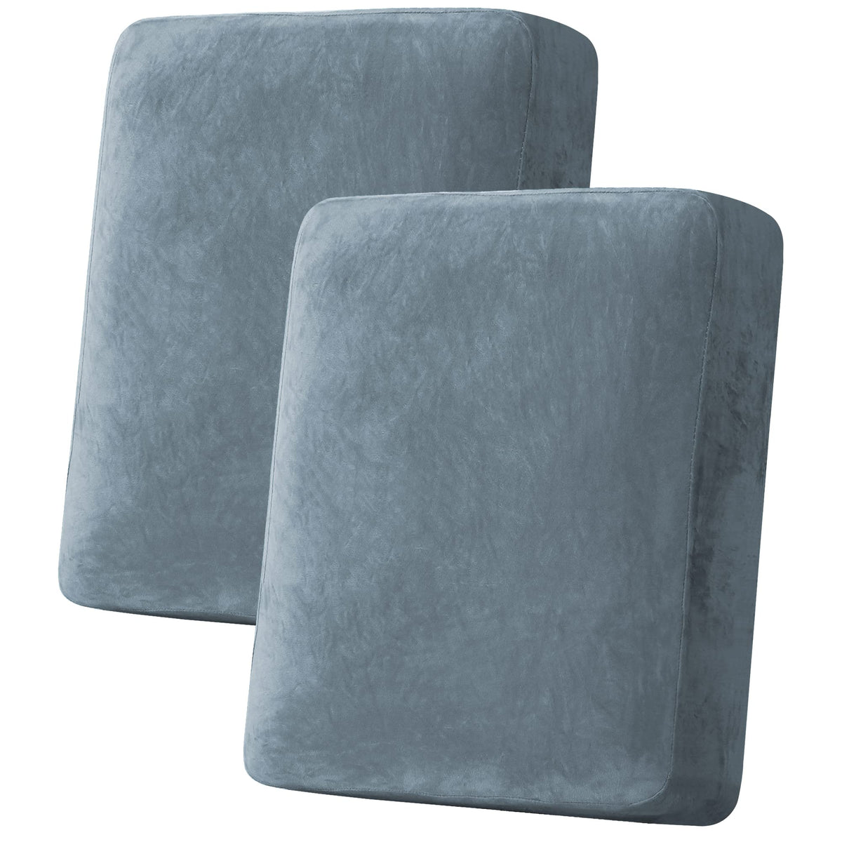 H.VERSAILTEX Velvet Stretch Couch Cushion Cover Plush Cushion Slipcover for Chair Loveseat Sofa Cushion Furniture Protector Seat Cushion Sofa Cover (2 Piece Large Sofa Cushion Covers, Ivory)