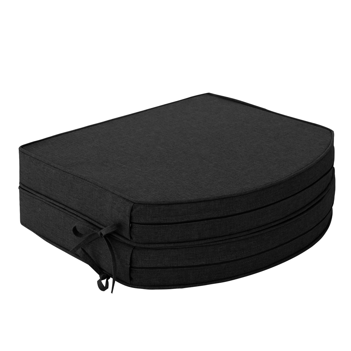 Outdoor Chair Cushions, Fade-Resistant & Water-Resistant, D Shaped Patio Furniture Seat Chair Pads Replacement with Ties, Non-Slip Bottom, Removable Cover, Set of 2, 17 x 16 Inch, Natural