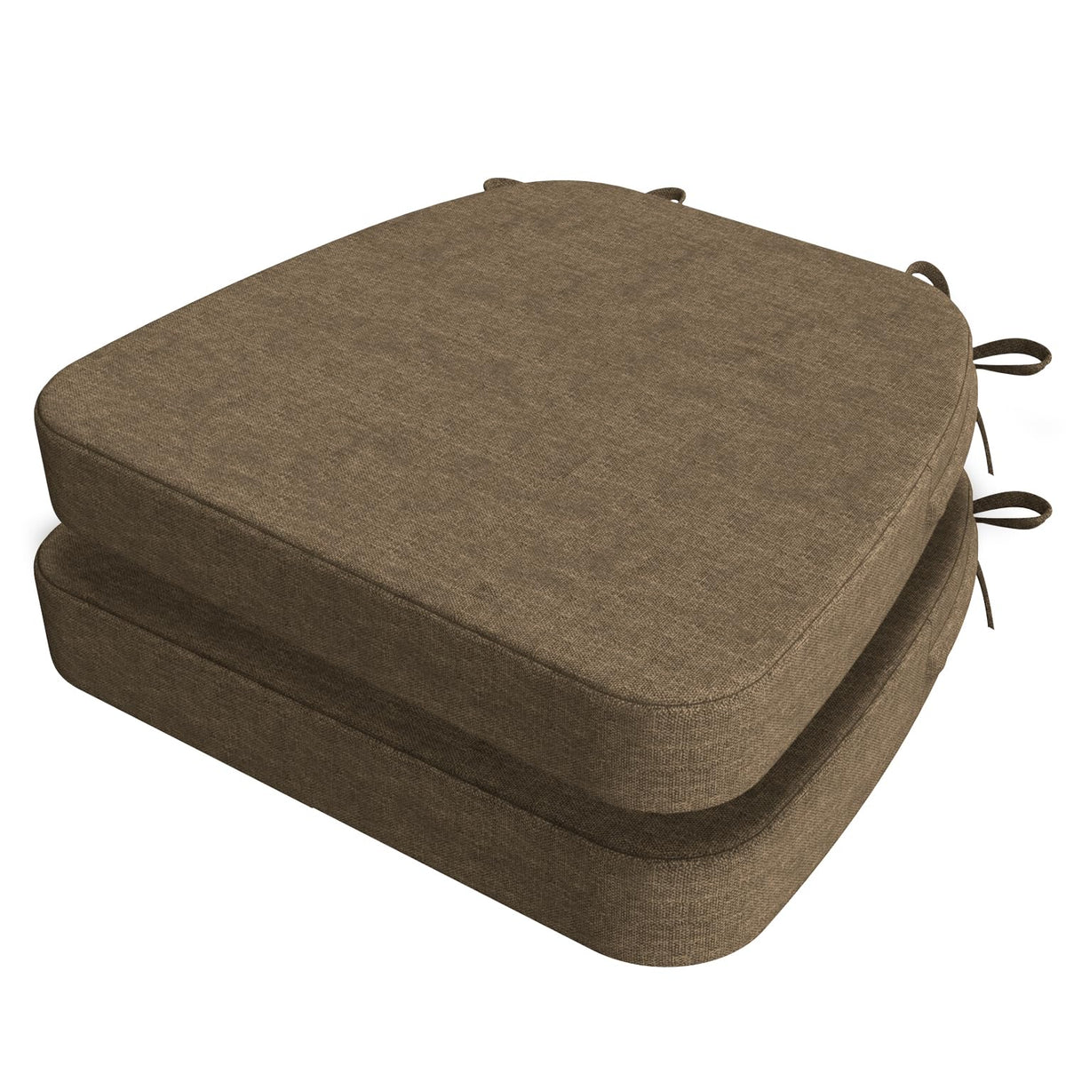 AAAAAcessories D-Shaped Chair Cushions, 2" Thick Dining Chair Pads with Ties and Removable, Machine-Washable Cover, 17" x 16", Set of 4, Oatmeal Beige