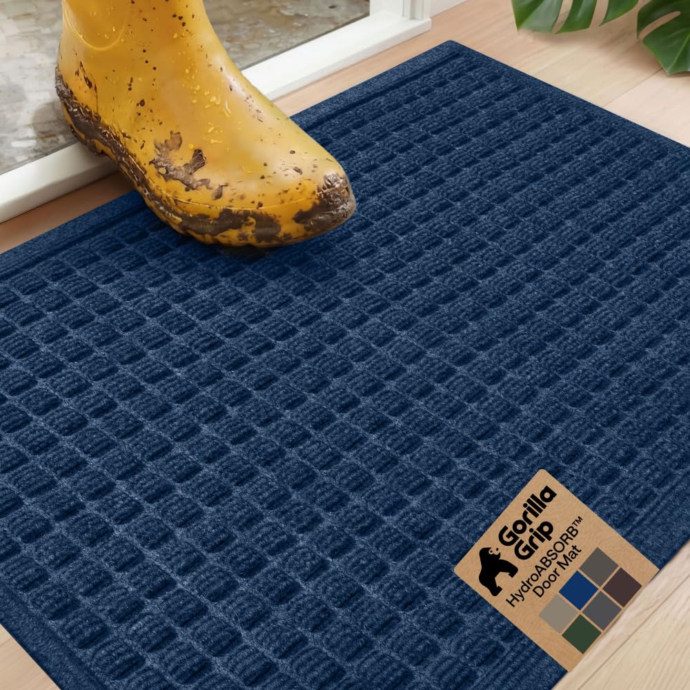 GORILLA GRIP® HydroABSORB Door Mat for Indoor Outdoor Use, 29x17 Coffee