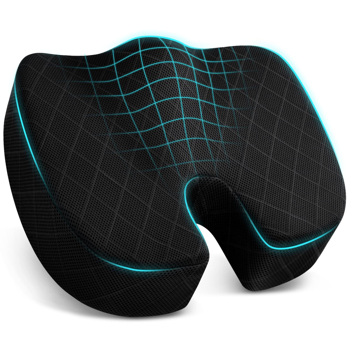 TushGuard Seat Cushion, Memory Foam Office Chair Cushion - Grey, Large