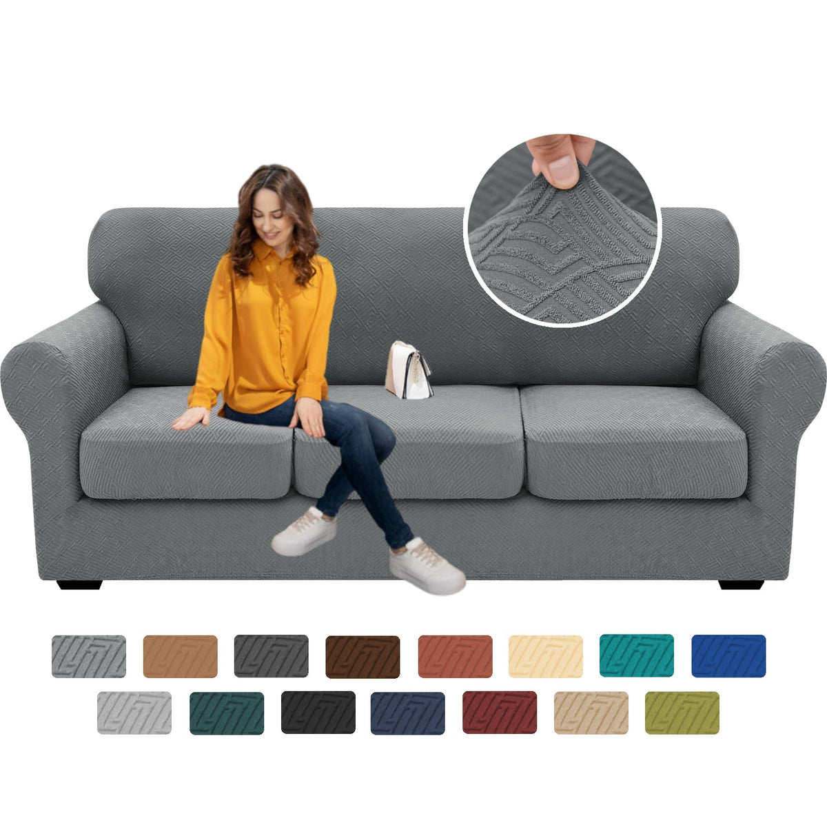 XINEAGE 4-Piece Stretch Sofa Cover, Washable Couch Covers for Dog