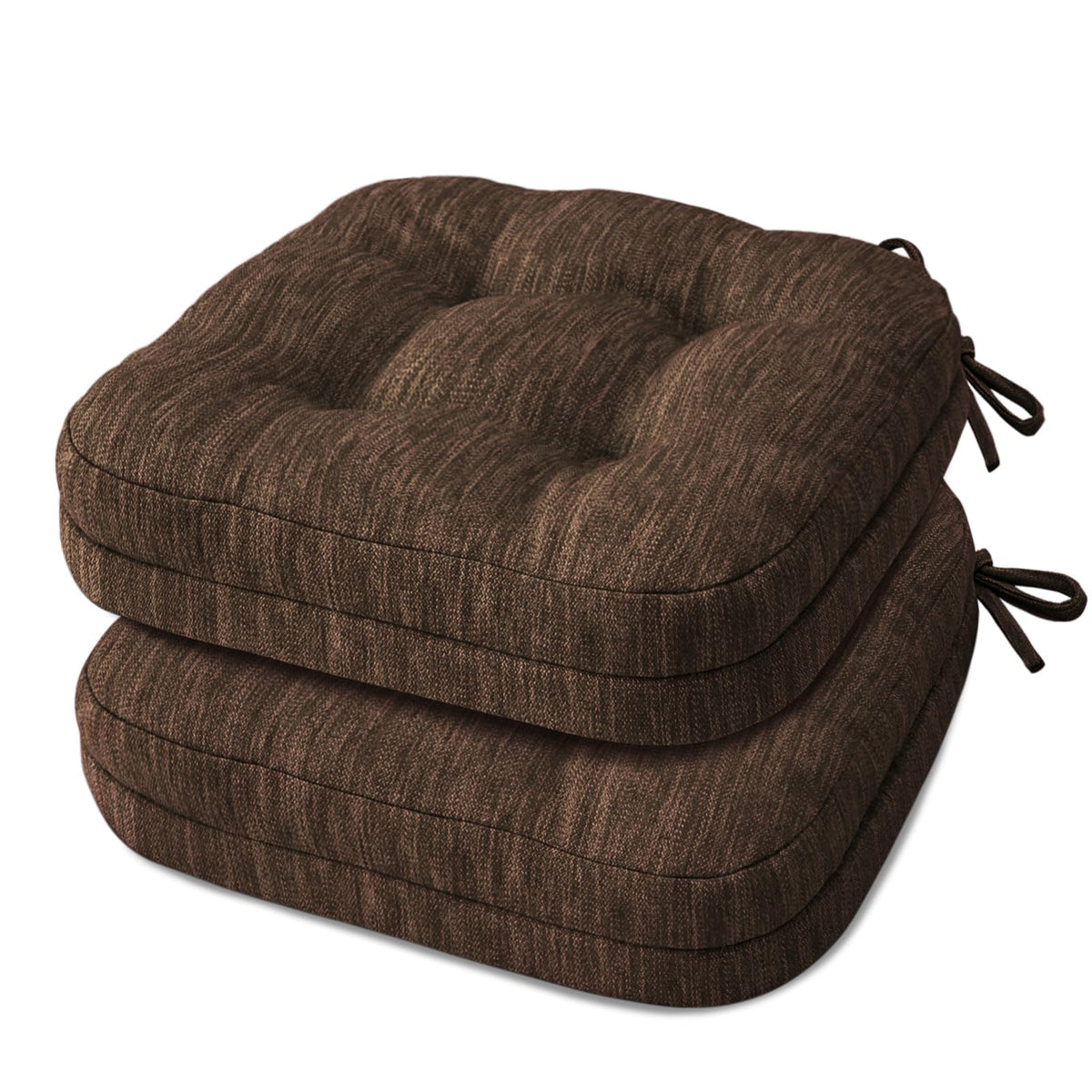Shinnwa Dining Chair Cushions Set of 6, Dual-Layer Memory Foam Kitchen Chair Cushions, Patented Design Seat Pads with Ties, 16.5 x 16.5 x 3.5in, 6 Pack, Beige