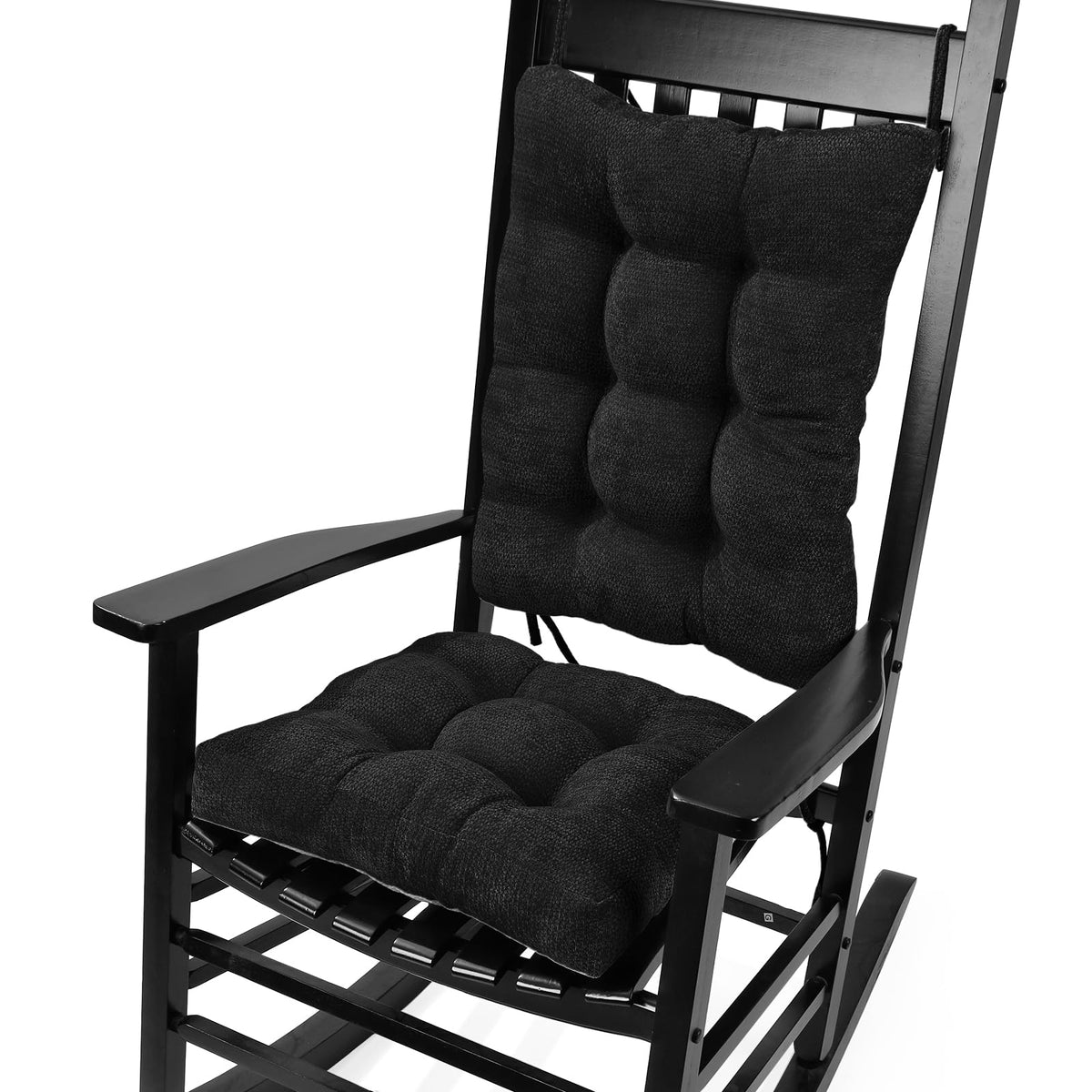 Rocking Chair Cushion for Elderly Sitting, Back Pillow & Seat Cushion with Ties, Luxury Chenille Fabric Non-Slip Chair Pad for Rocker, Champagne, 21.6x17x2/ 17x17x3