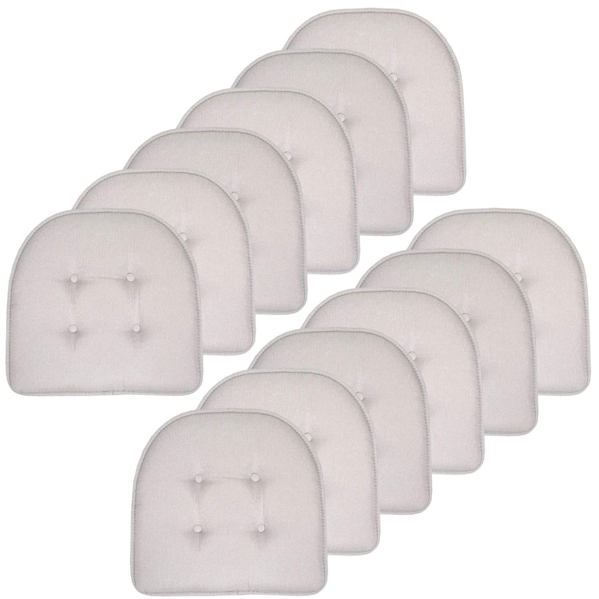 Sweet Home Collection Chair Cushion Memory Foam Pads Tufted Slip Non Skid Rubber Back U-Shaped 17" x 16" Seat Cover, 6 Pack, Checkered Taupe/White