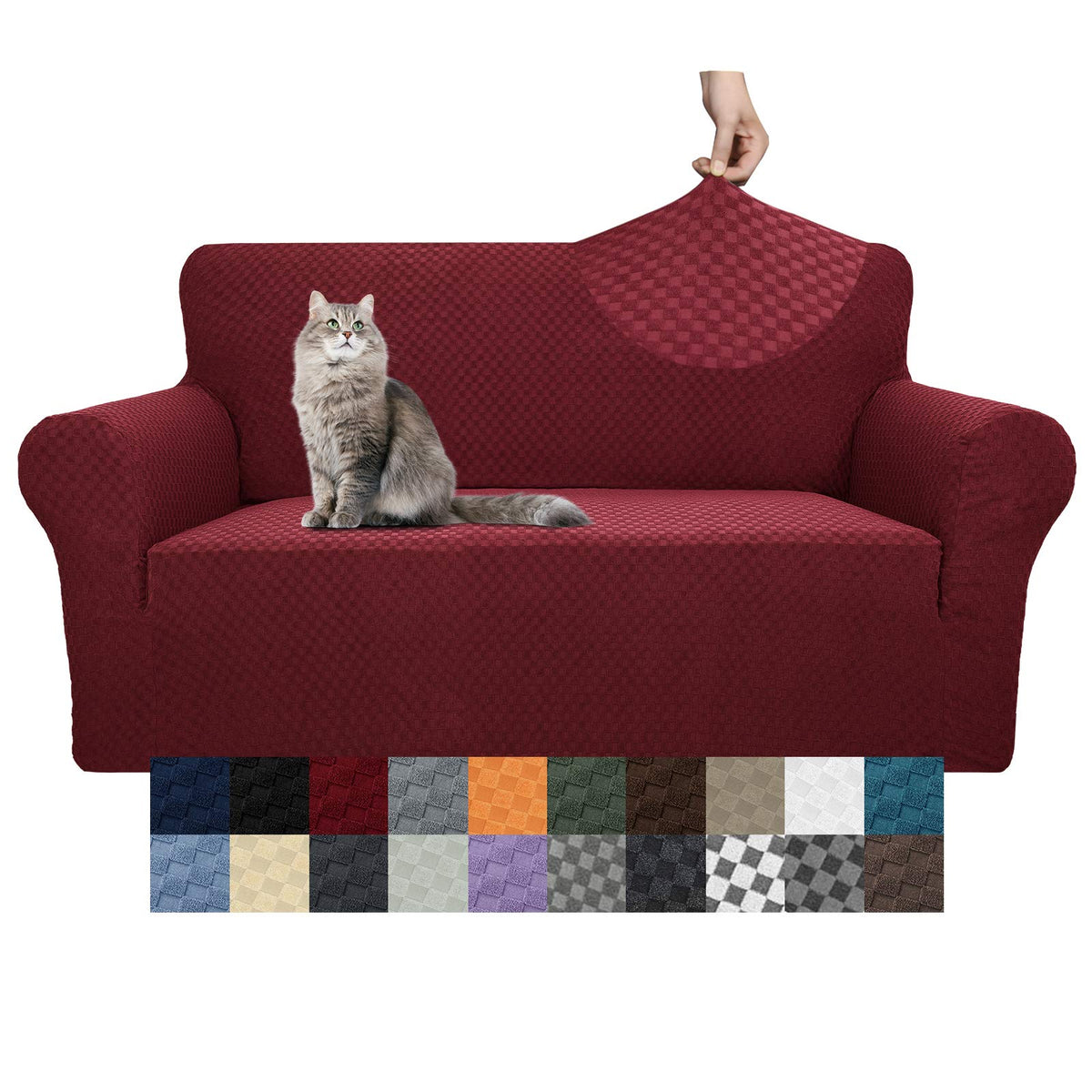 YEMYHOM Couch Cover Latest Jacquard Design High Stretch Sofa Covers for 3 Cushion Couch, Pet Dog Cat Proof Slipcover Non Slip Magic Elastic Furniture Protector (Sofa, Light Gray)