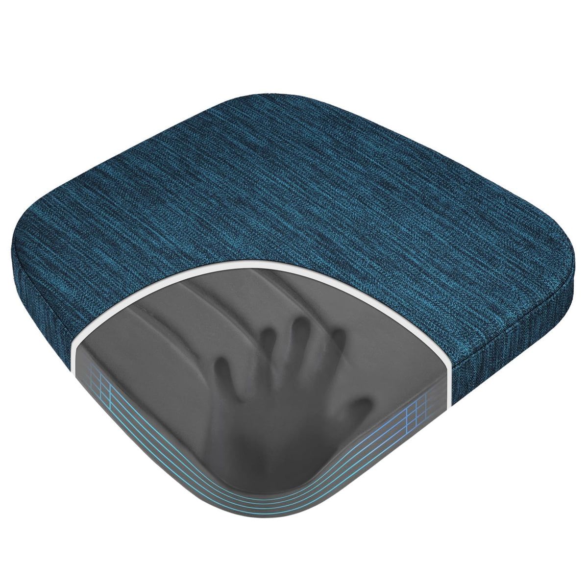 baibu Patented Dual-Layer Memory Foam Chair Cushions, 17 x 16 x 2 in, Black