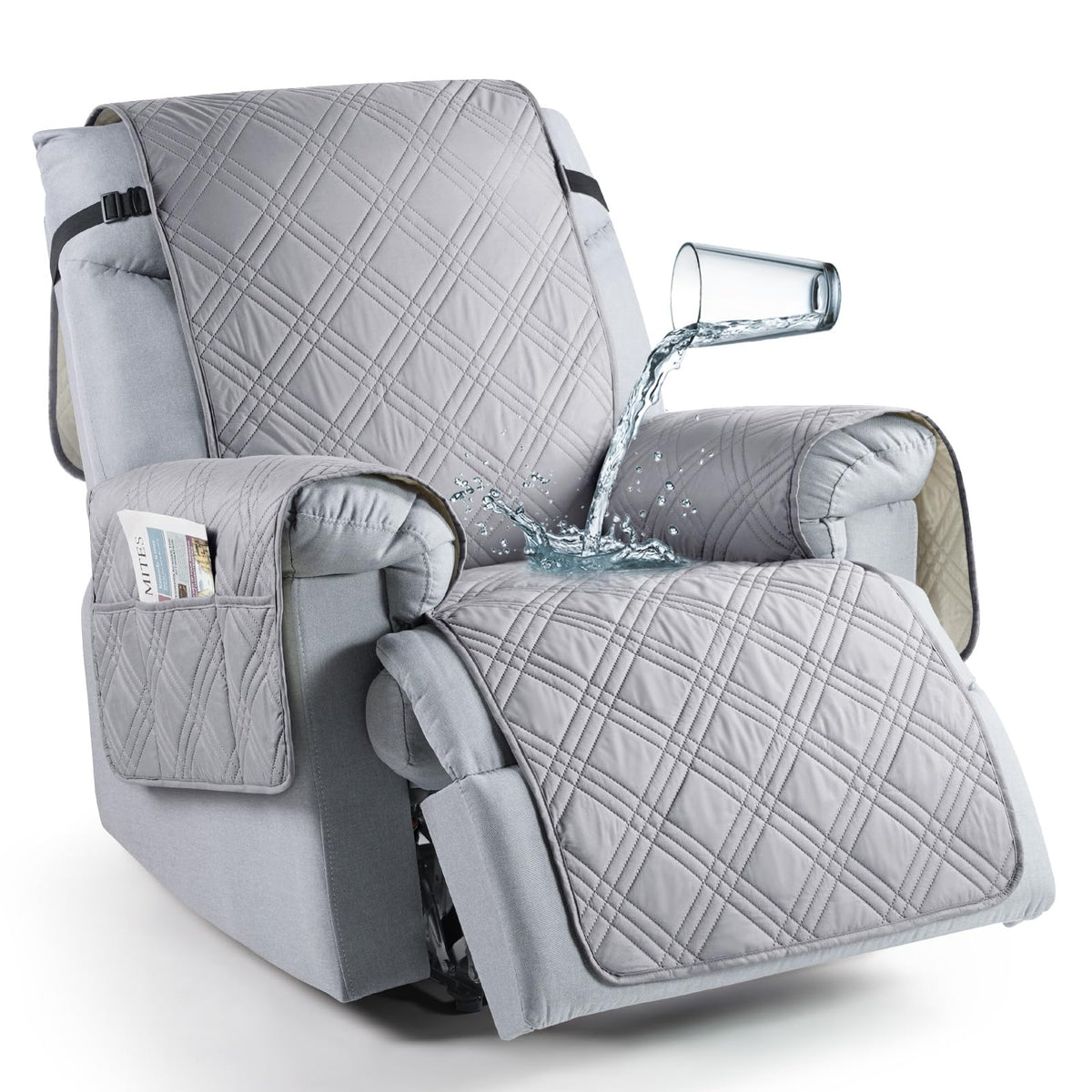 TAOCOCO 100% Waterproof Recliner Chair Cover, Non Slip Covers for Recliner Chair with Pocket, Washable Reclining Chair/Furniture Protector for Kids, Pets(23.6'', Chocolate)
