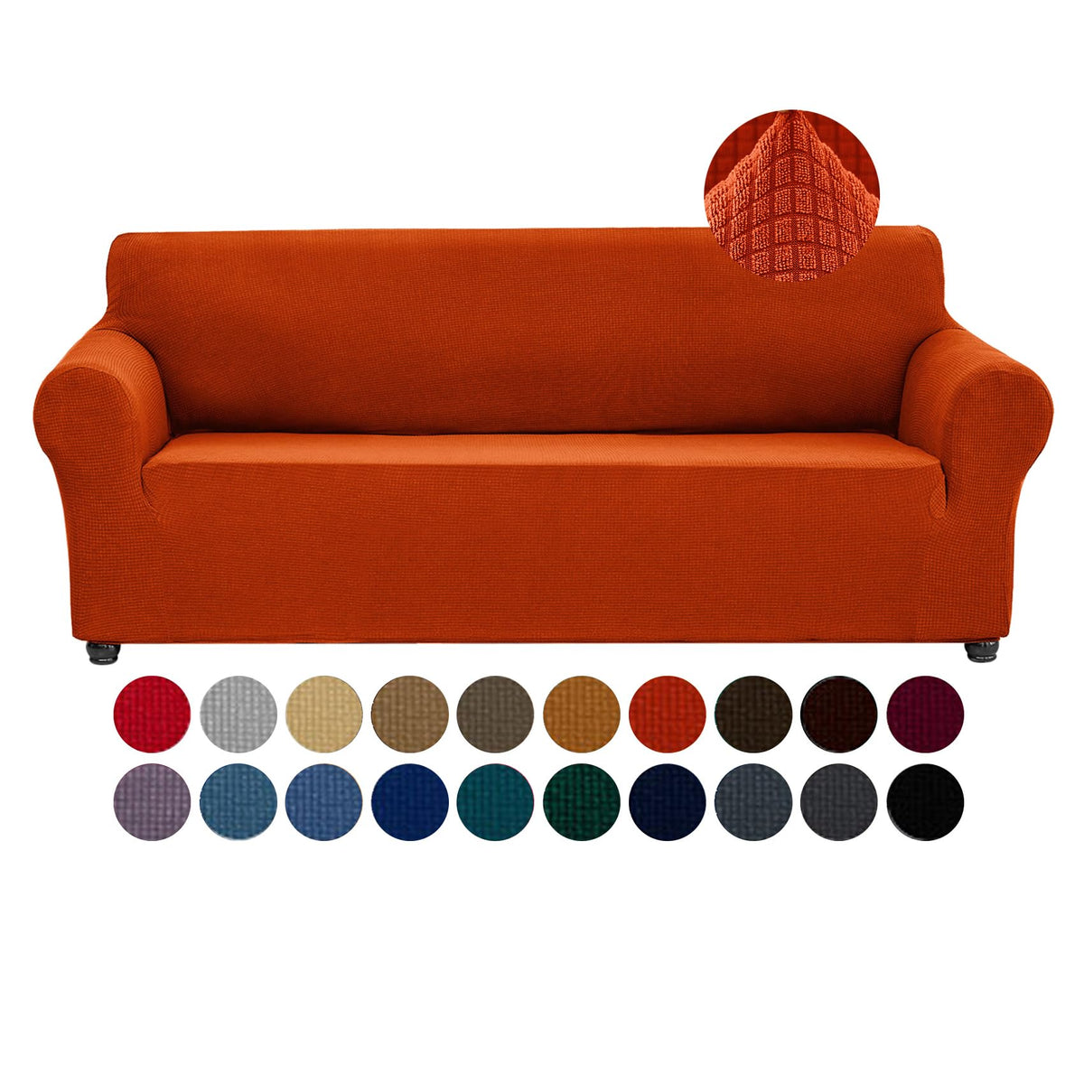Joccun Stretch Couch Cover Slipcovers, 1-Piece Sofa Covers for 3 Cushion Couch Spandex Jacquard Washable Furniture Protector Cover for Living Room,Kids,Pets(Sofa,Black)